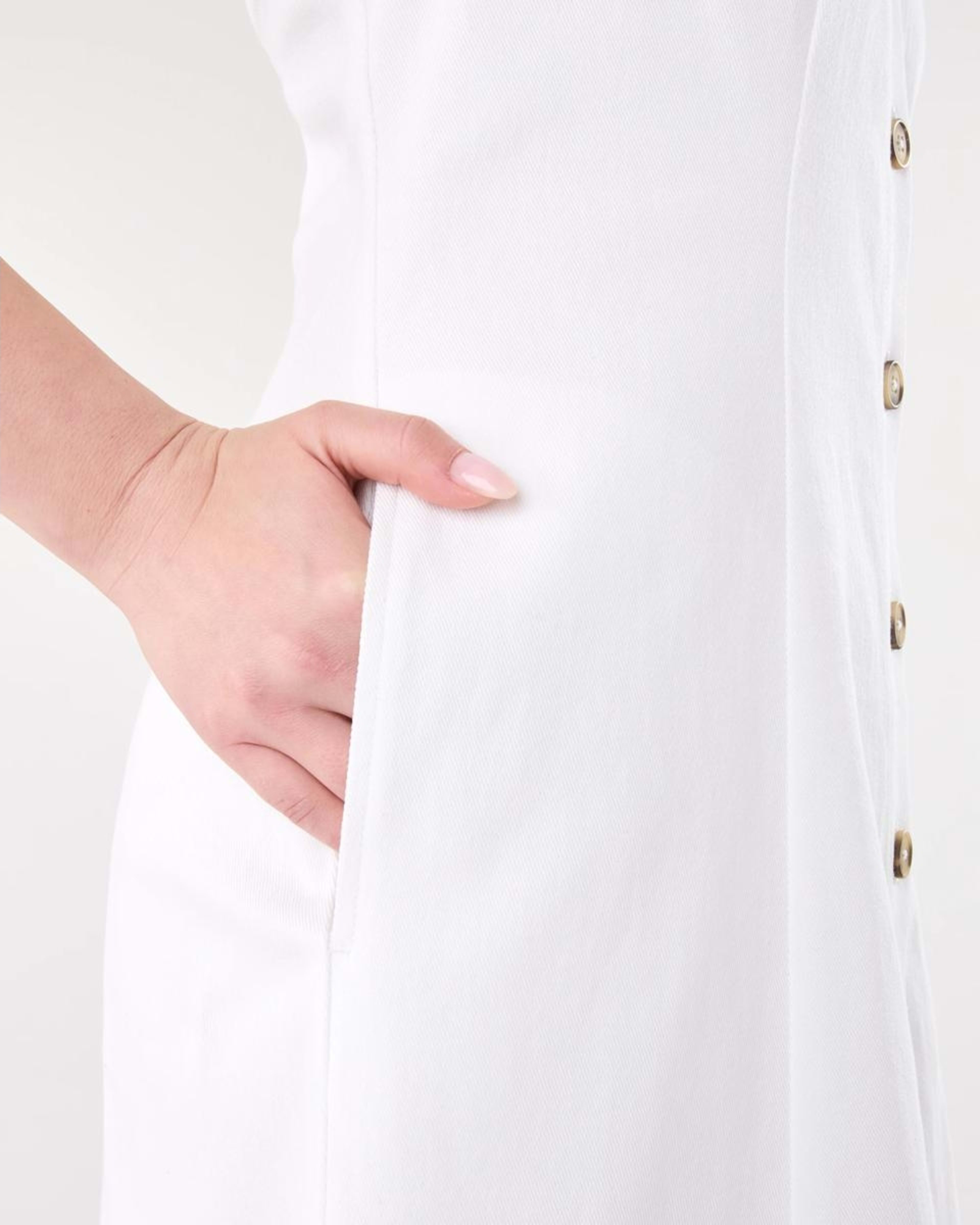 7 Sleeveless Denim Halter Maxi Dress Ecru, 7 of 10