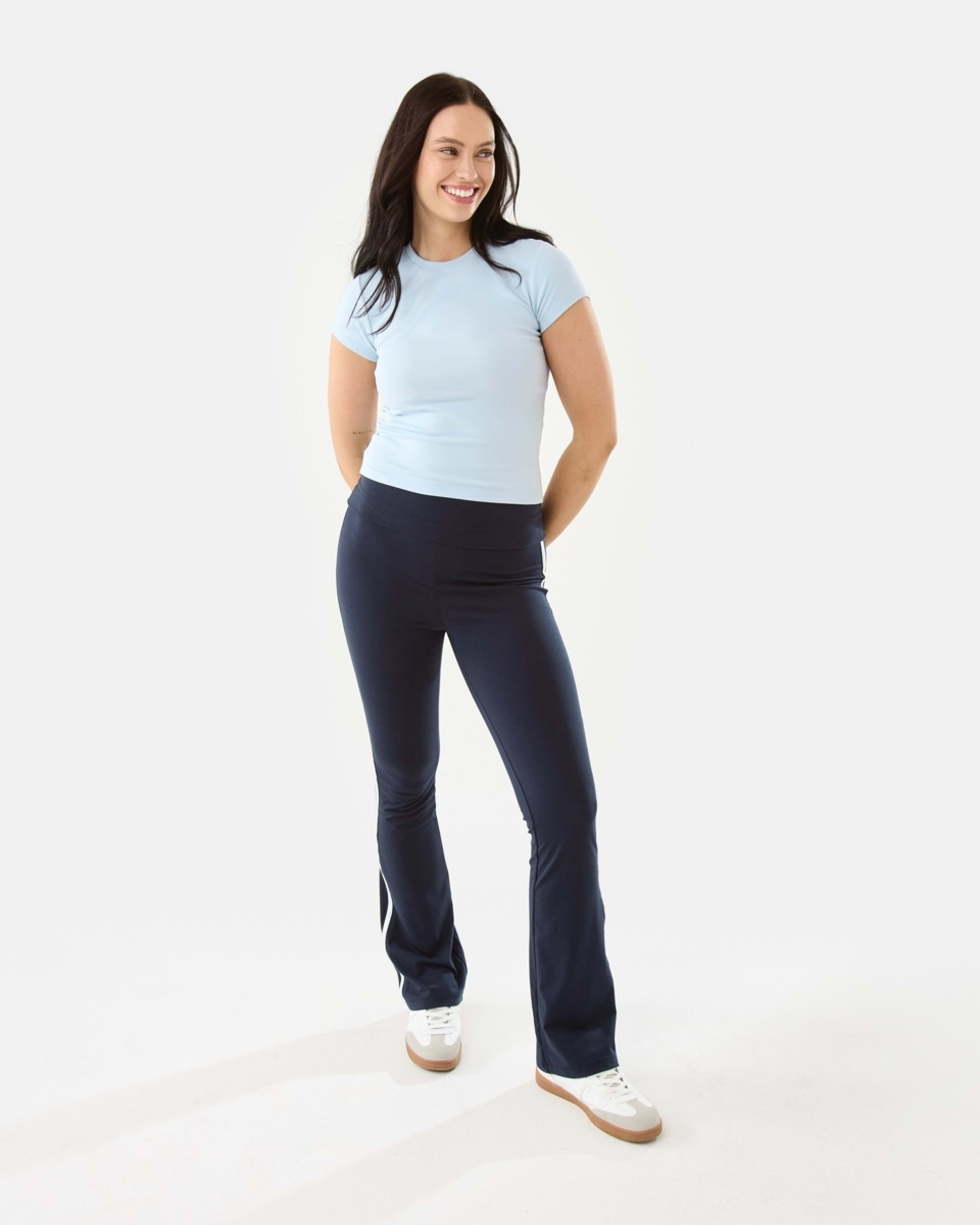2 Side Stripe Fold Down Flare Pants Navy Blaze, 2 of 10