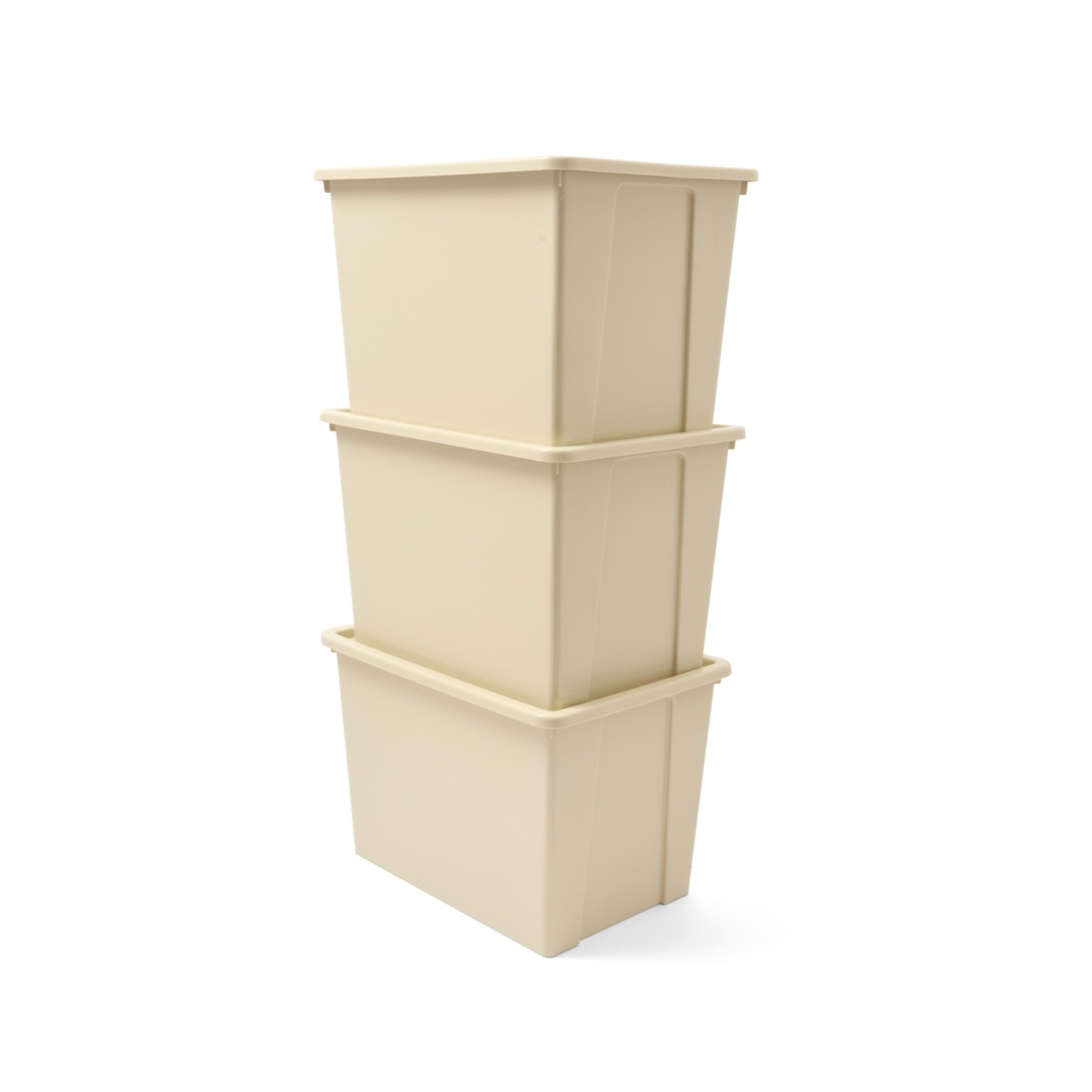 1 3 Pack 20L Storage Boxes - Beige