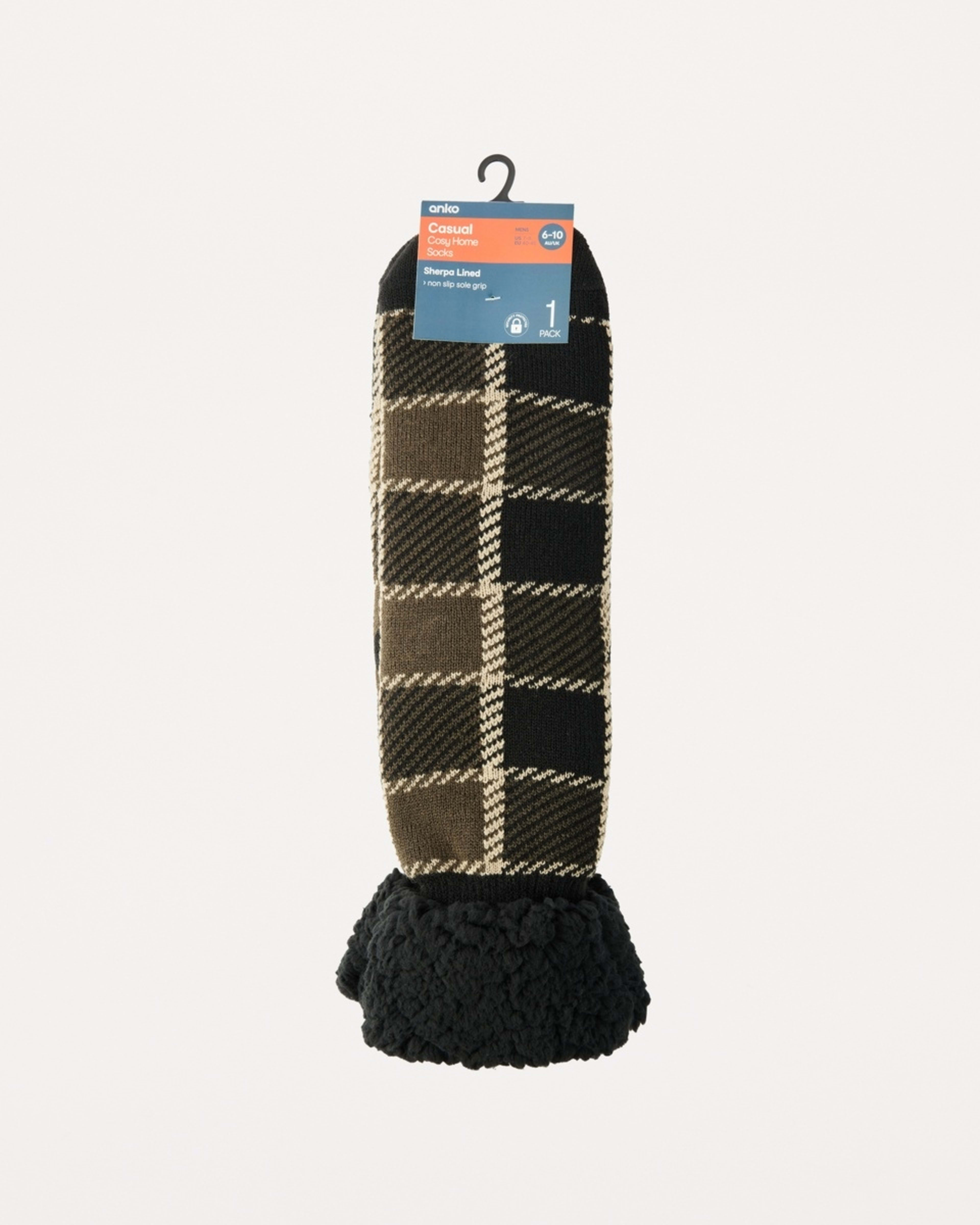3 Sherpa Lined Home Socks Tri Buffalo Sock, 3 of 3