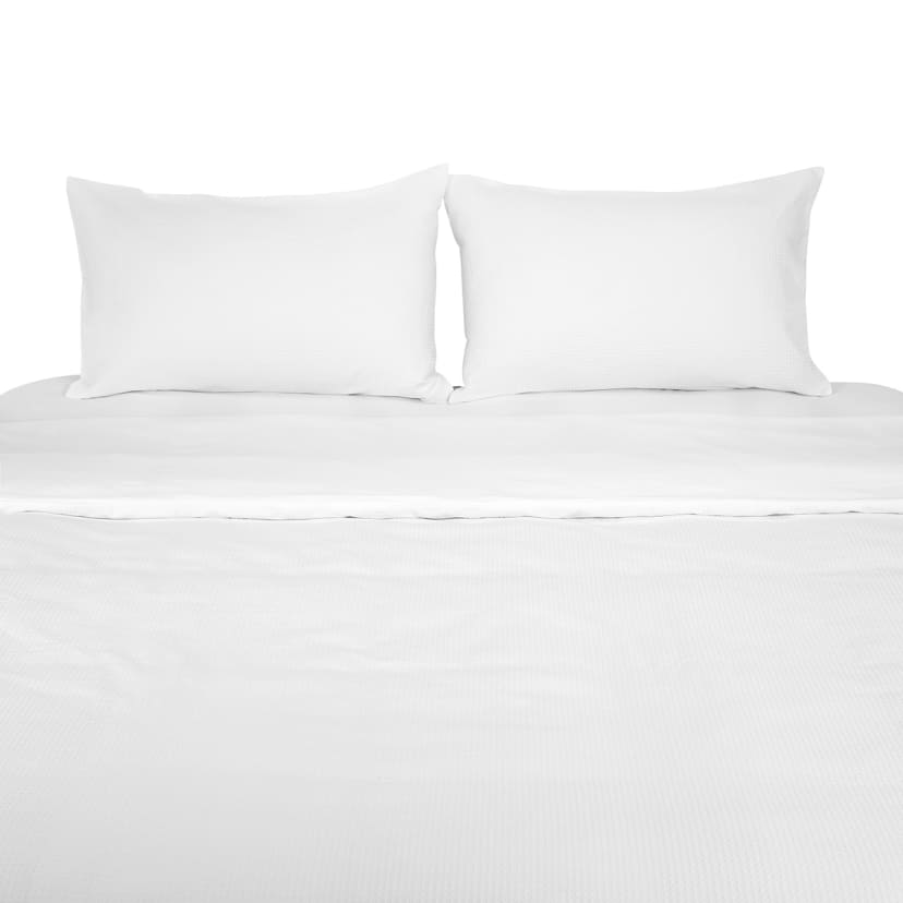 Waffle Cotton Quilt Cover Set Double Bed, White Kmart