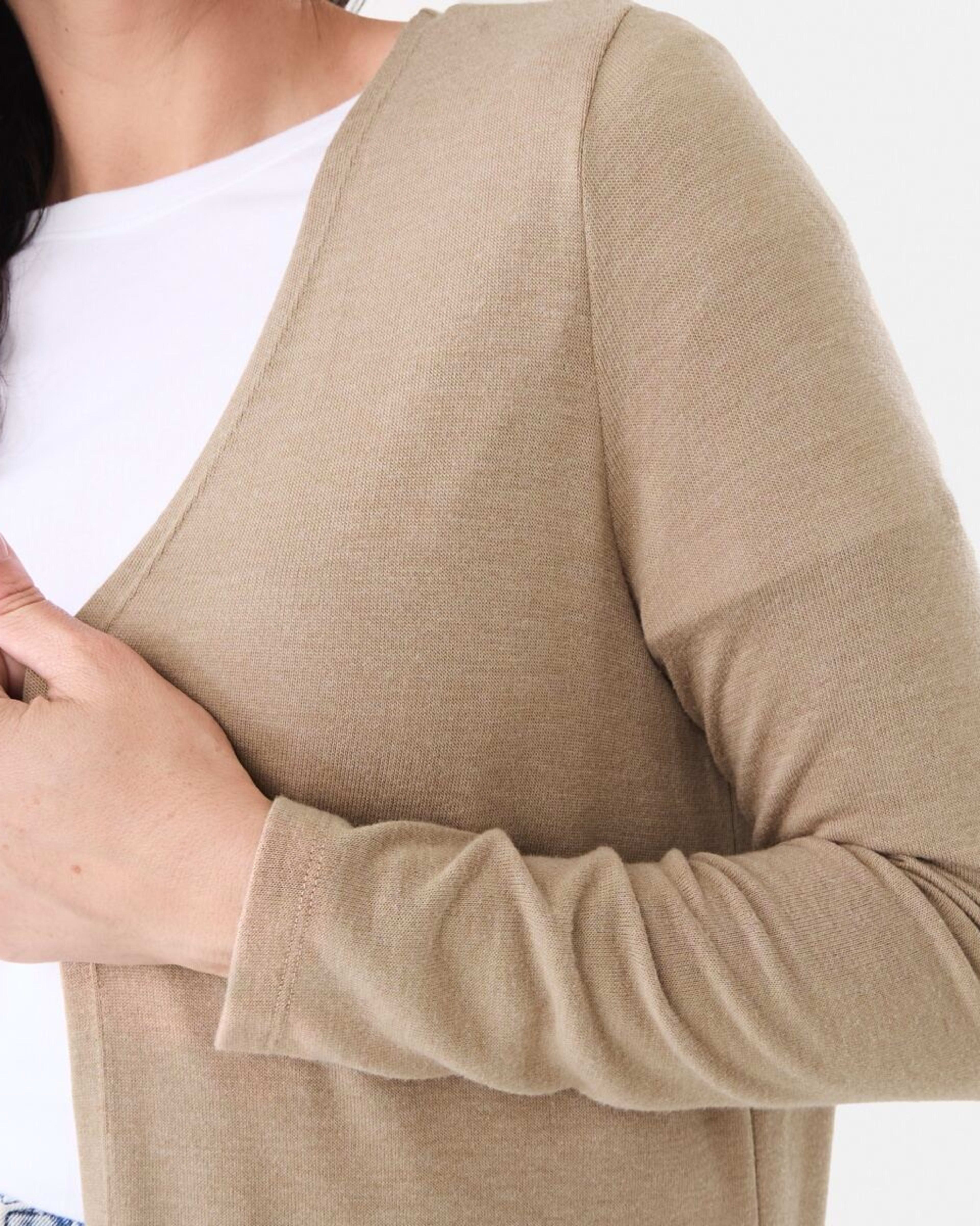 5 Long Sleeve Cardigan Sand Mrl, 5 of 5