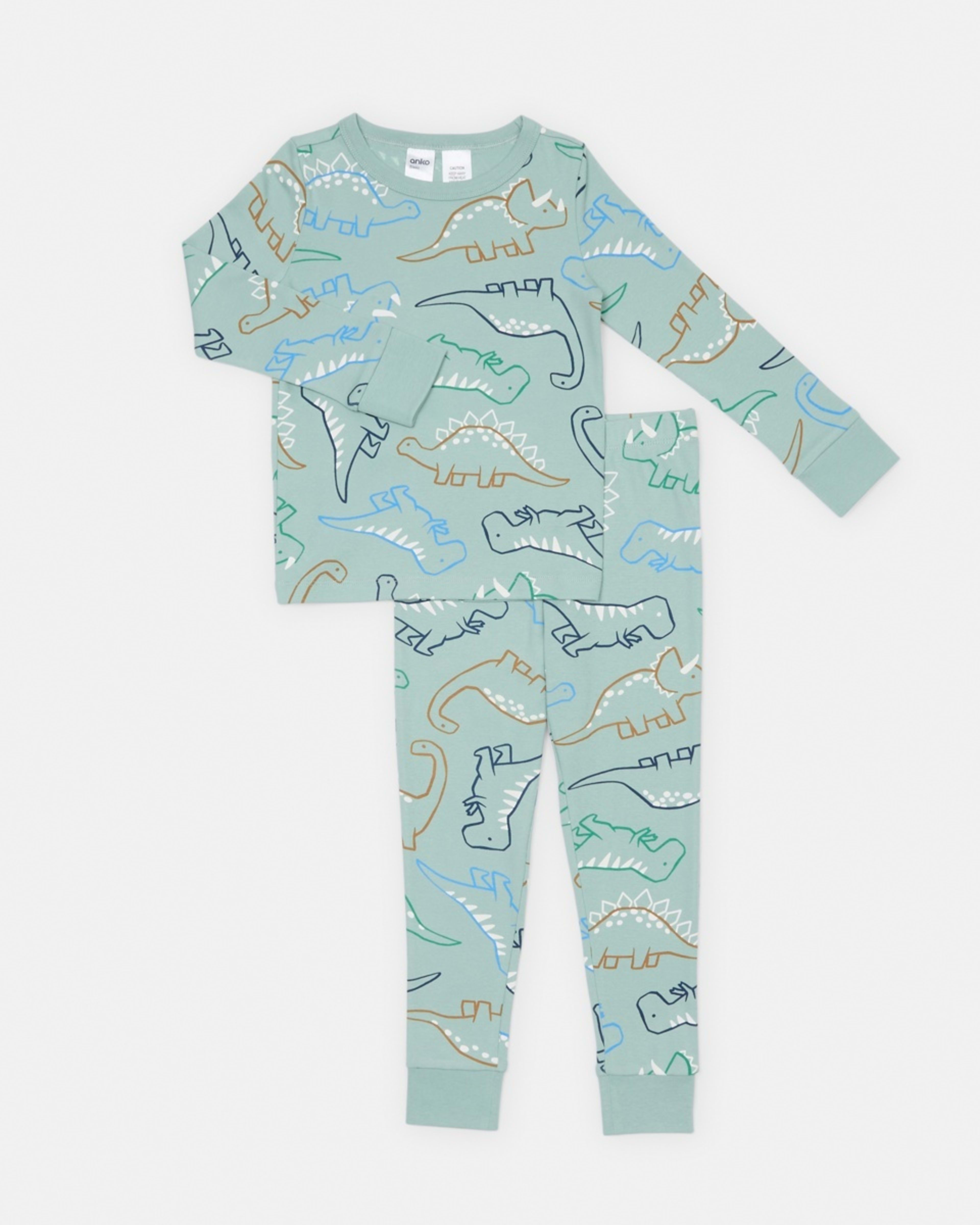 5 Rib Pyjama Set Blu Dino, 5 of 8