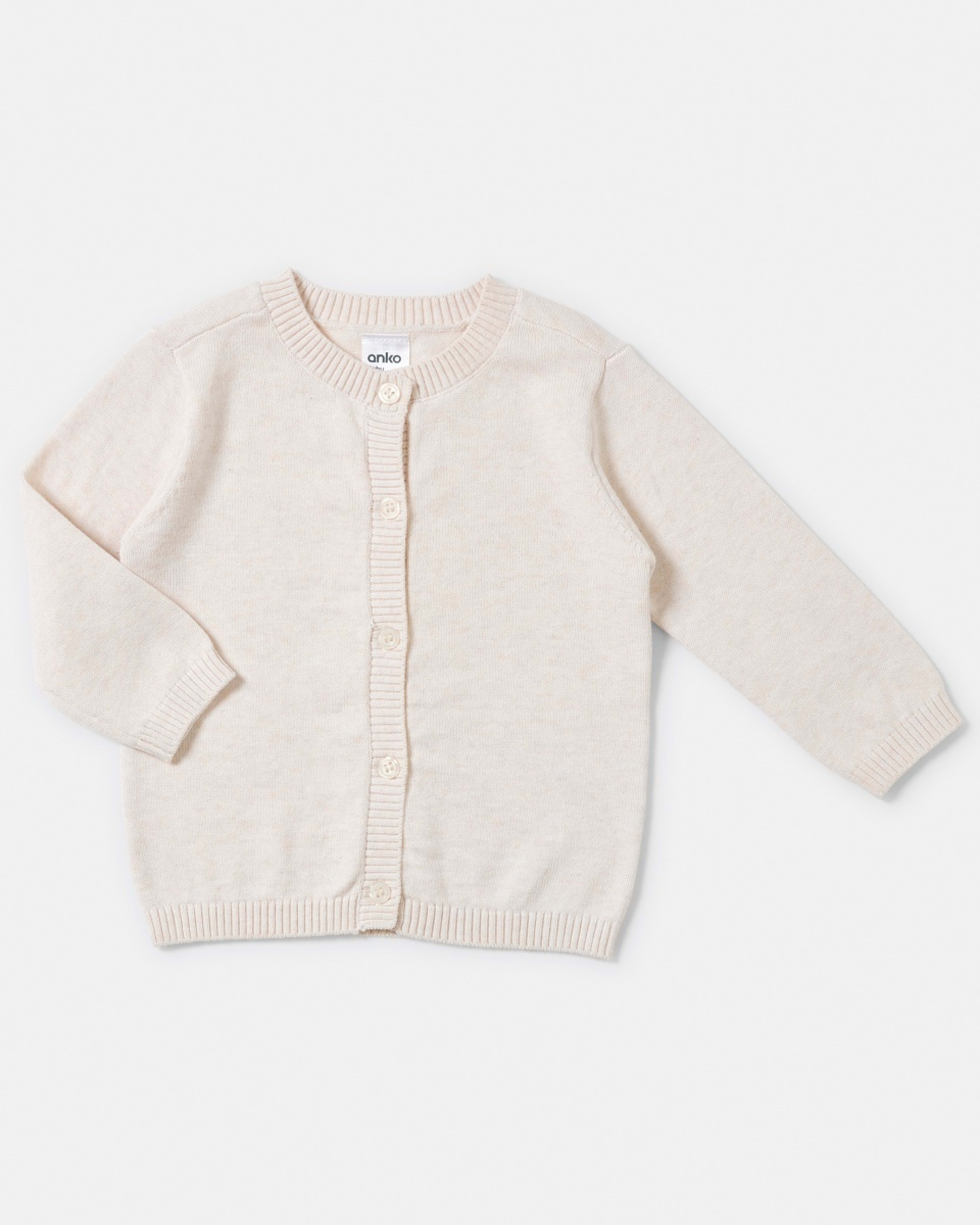 1 Newborn Cardigan HONEY OAT MARLE, 1 of 4