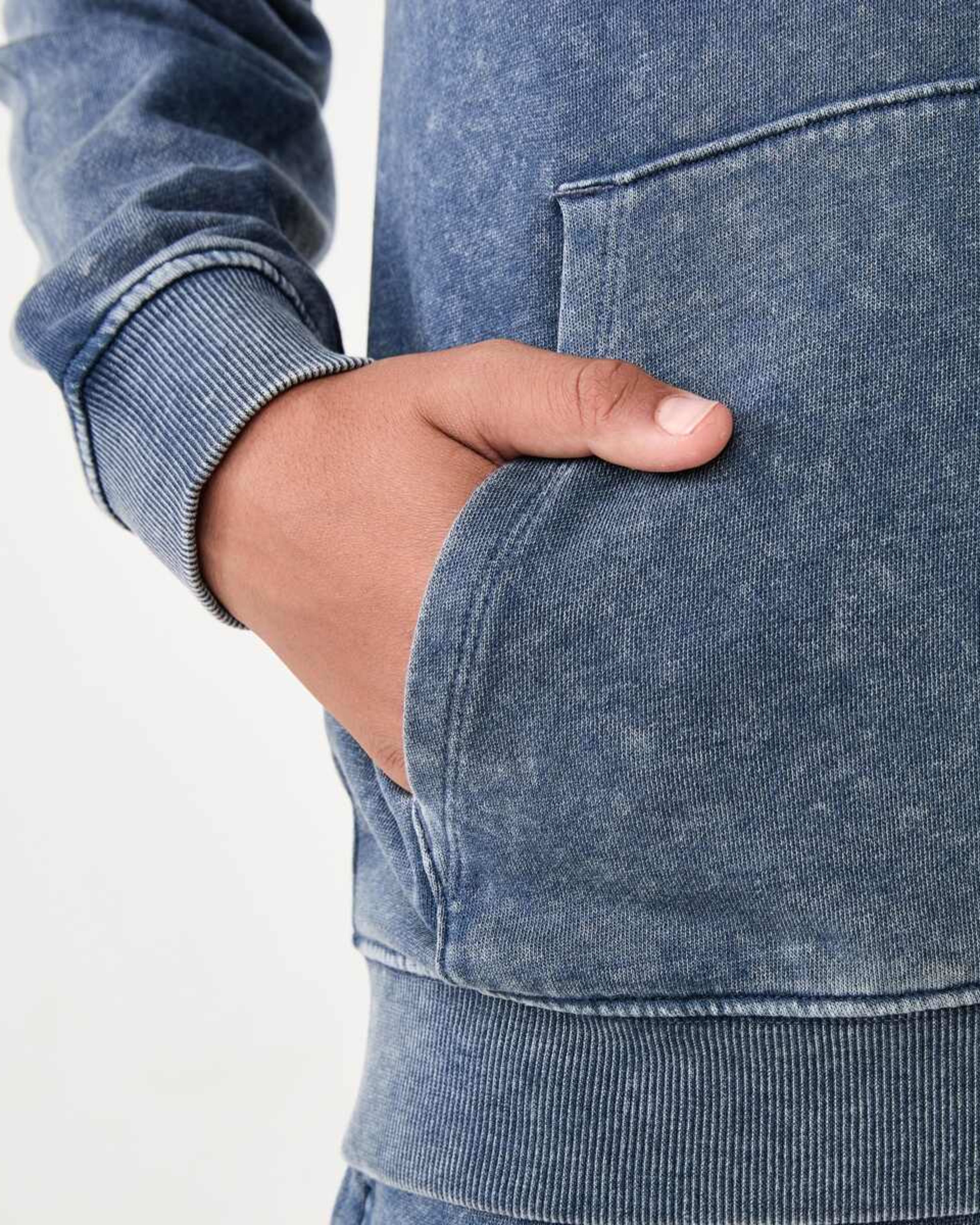 4 Oversized Washed Hoodie with Pocket Wash Blue, 4 of 8
