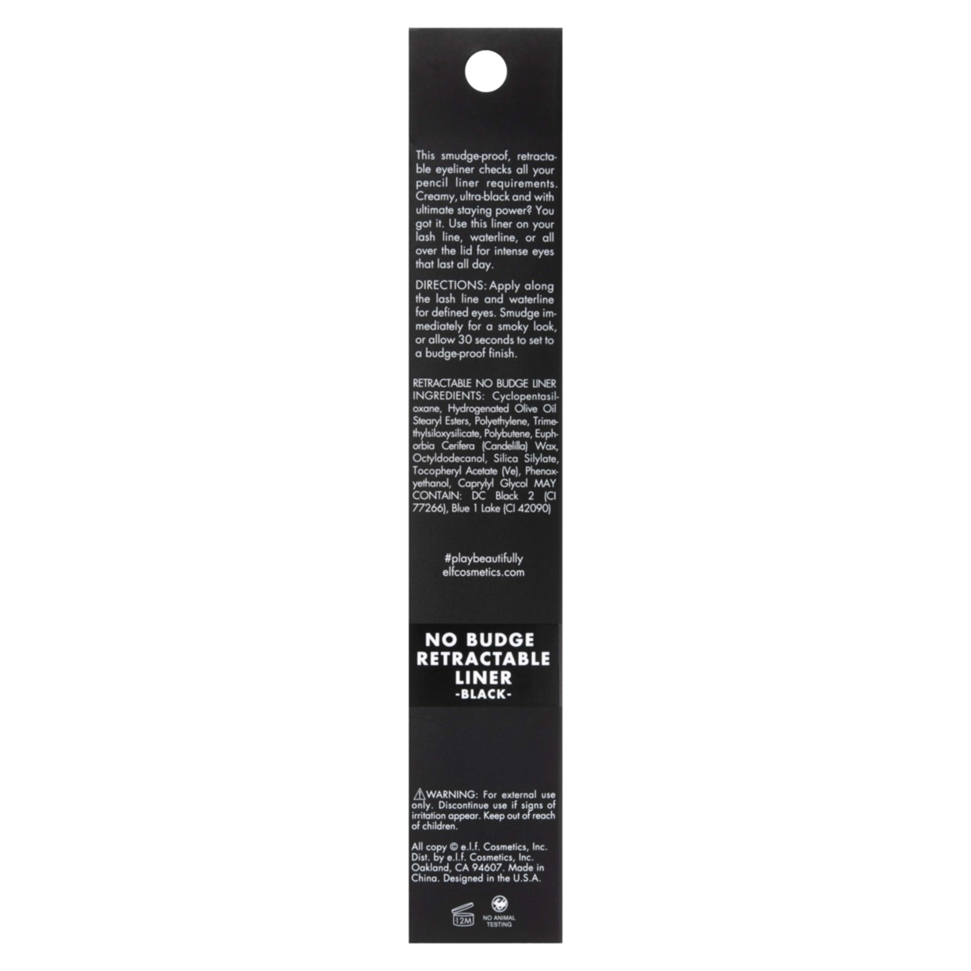 e.l.f. No Budge Retractable Liner - Black - Kmart