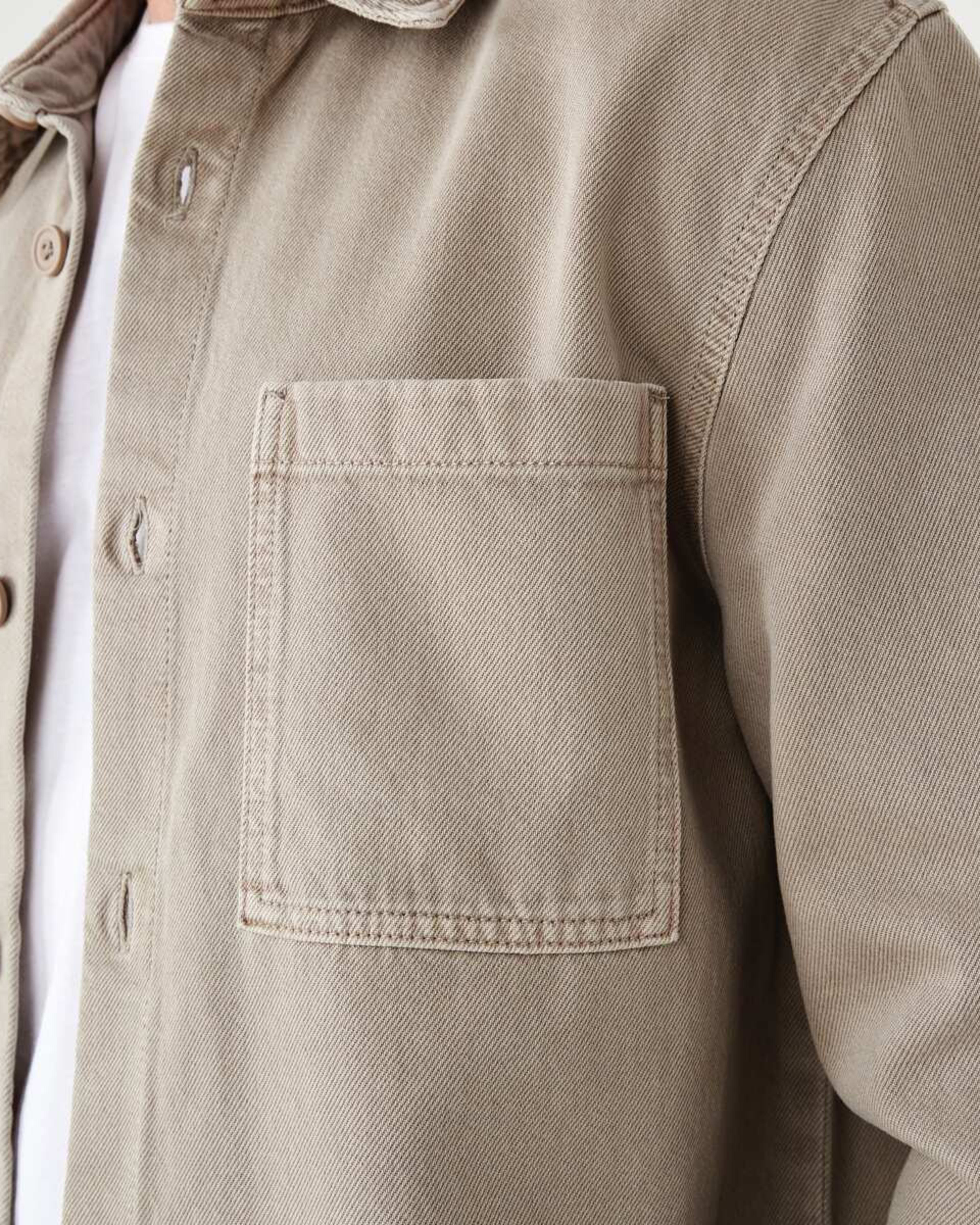 6 Long Sleeve Denim Overshirt WASHED BEIGE, 6 of 7
