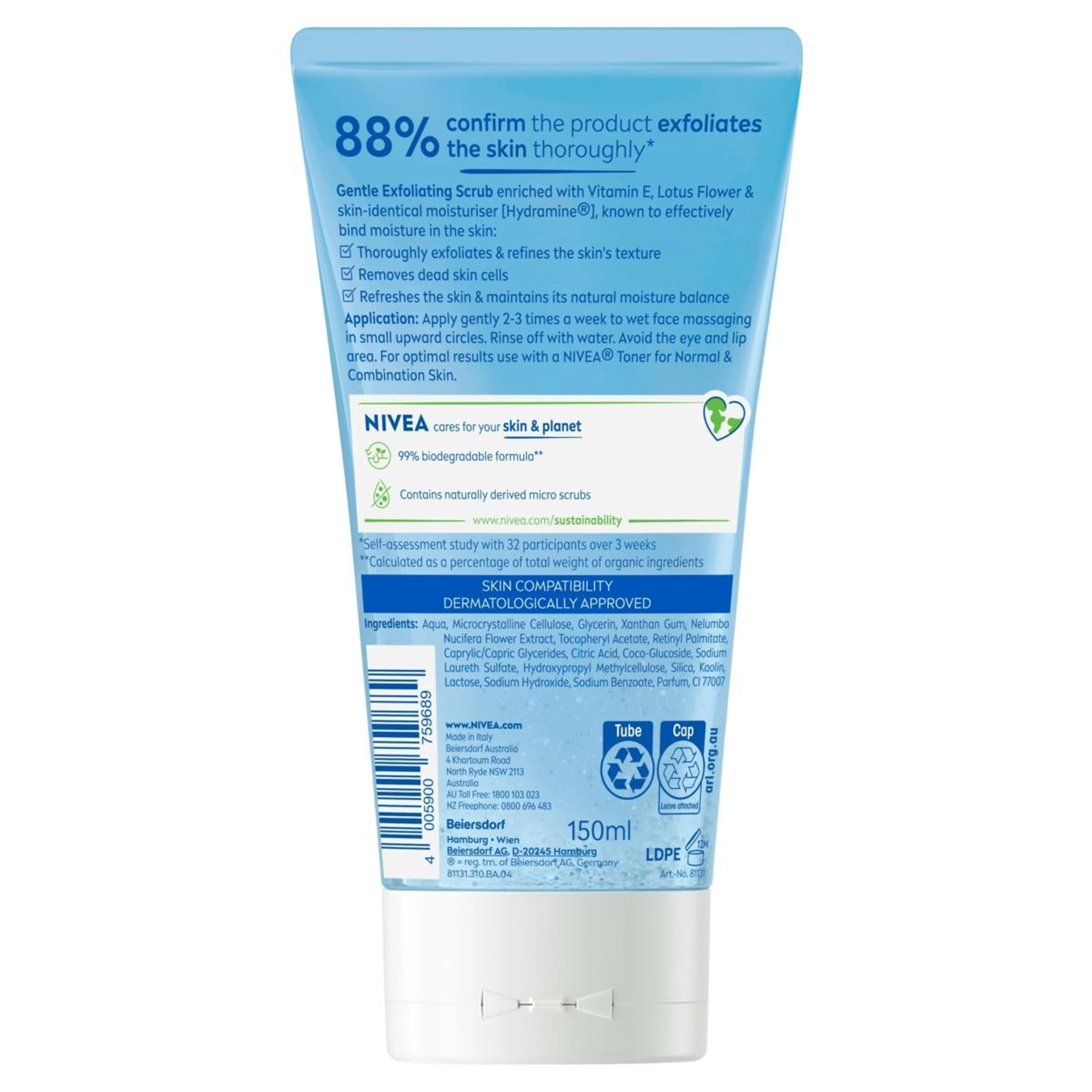 2 Nivea Gentle Exfoliating Scrub 150ml - Lotus Flower, Vitamin E and Hydramine, 2 of 7