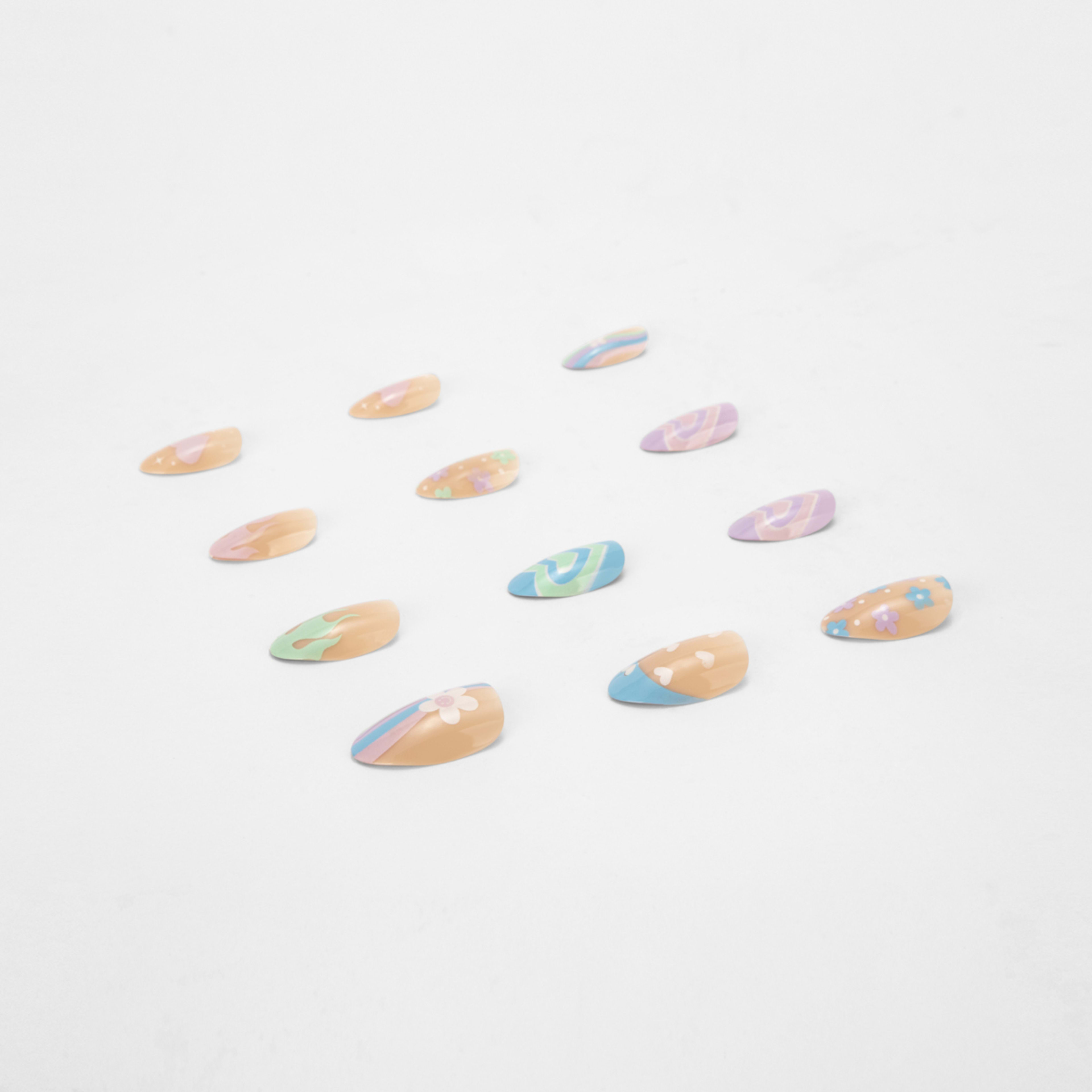 4 OXX Cosmetics 24 Pack False Nails with Adhesive - Almond Shape, Y2K Motifs, 4 of 5
