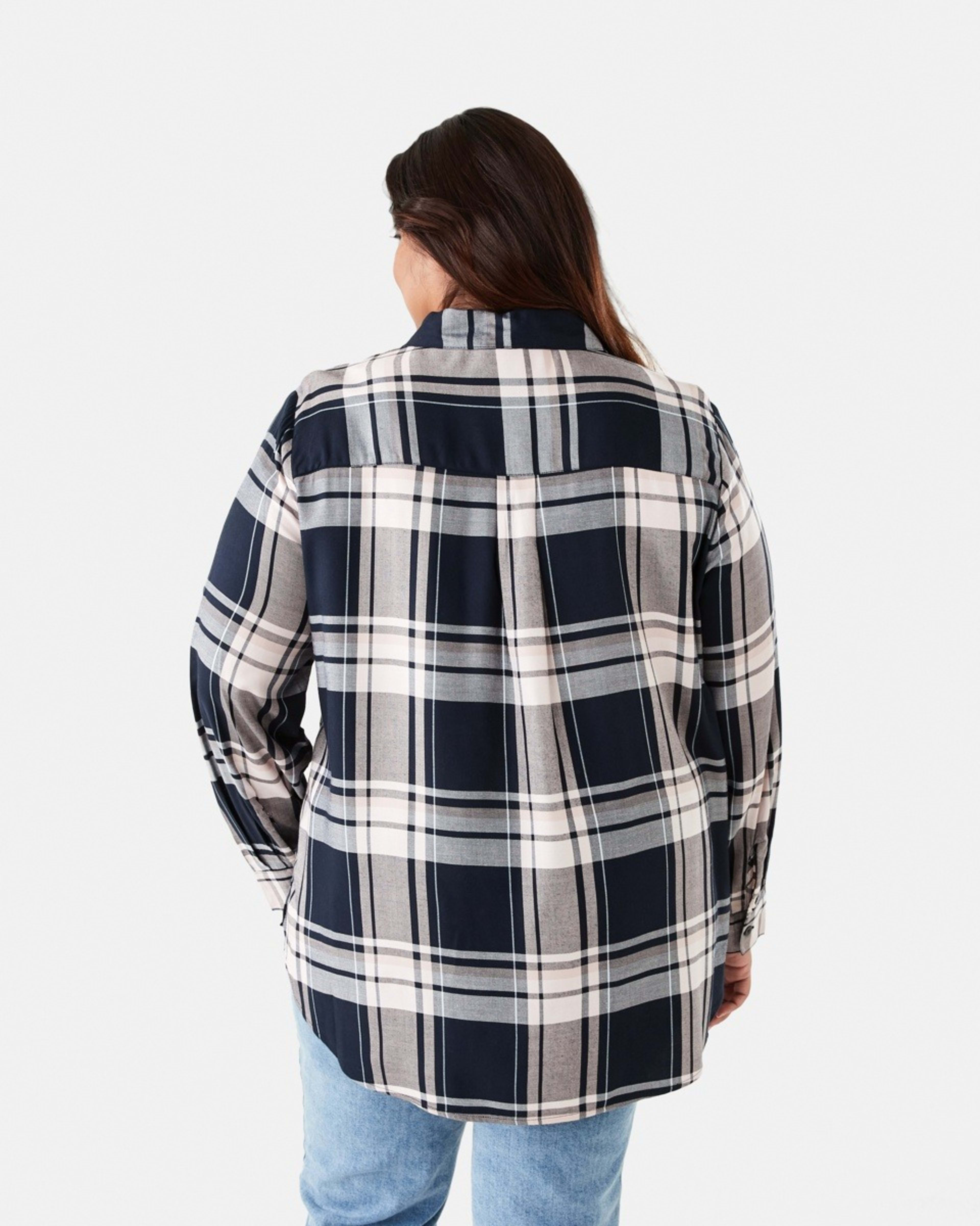 3 Curve Long Sleeve Check Shirt Navy Check Sky Captain, 3 of 6