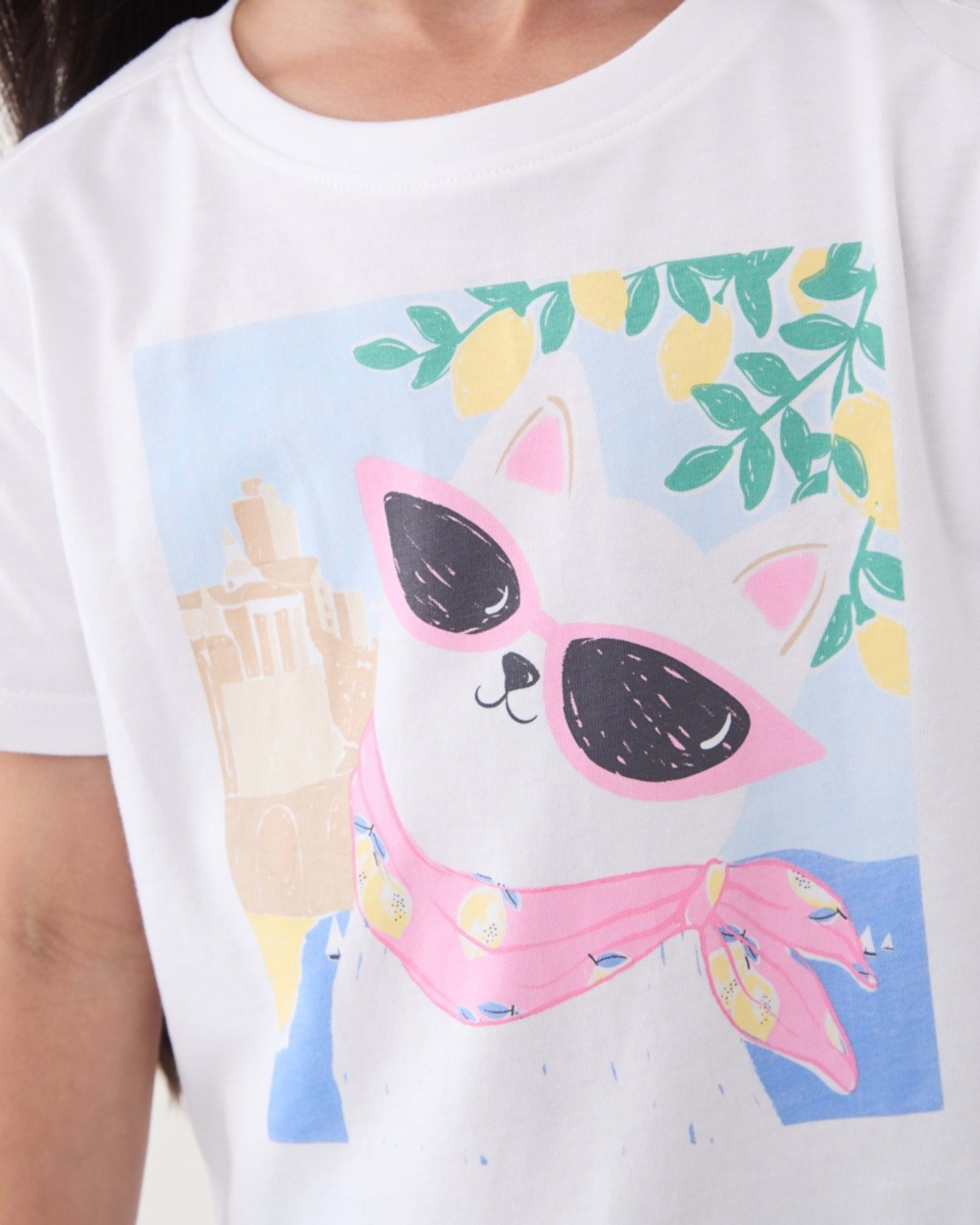 4 Print T-shirt CAT ON AMALFI COAST WHITE, 4 of 6