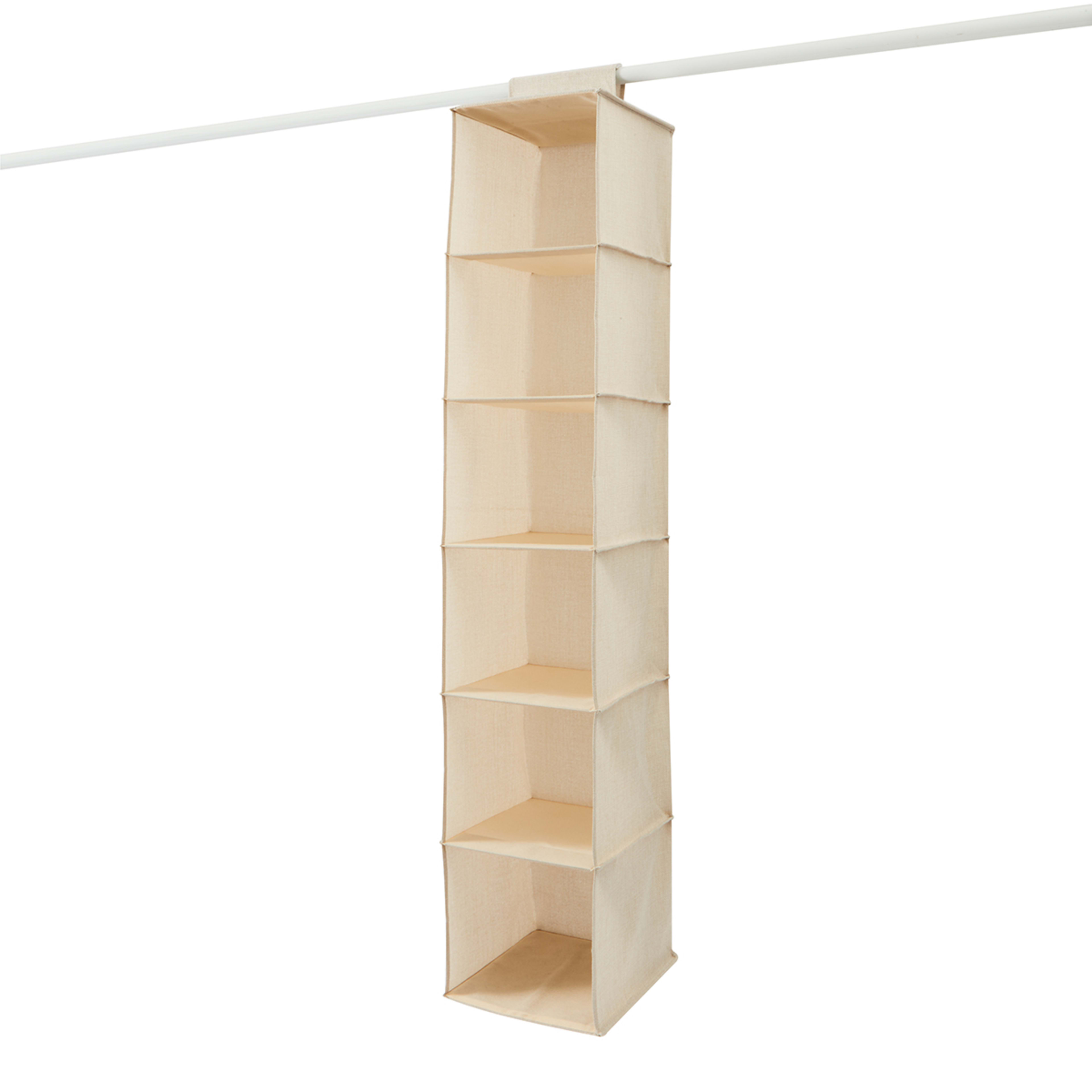 4 6 Shelf Linen Look Hanging Organiser, 4 of 10