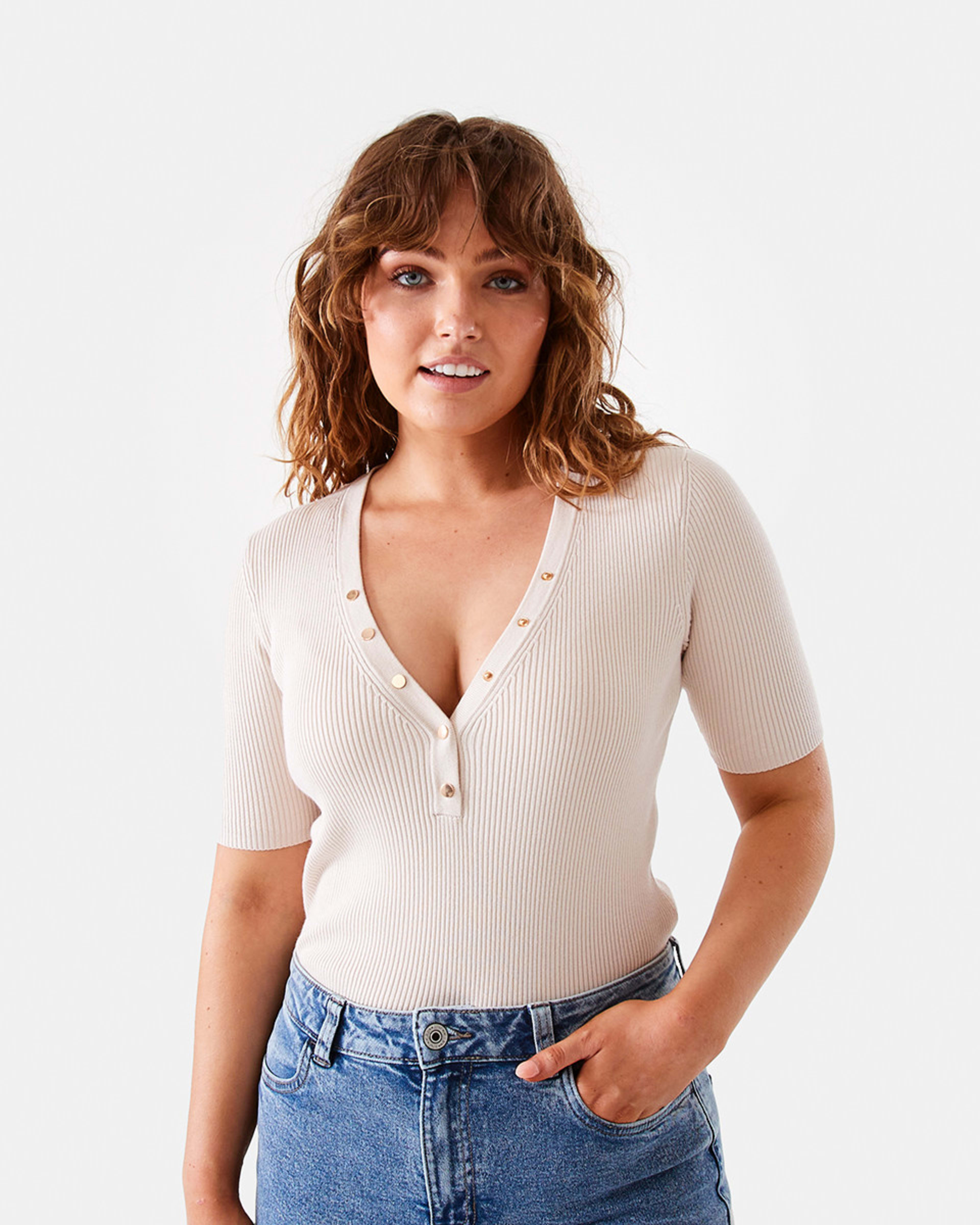 Short Sleeve True Knit Henley Top Kmart