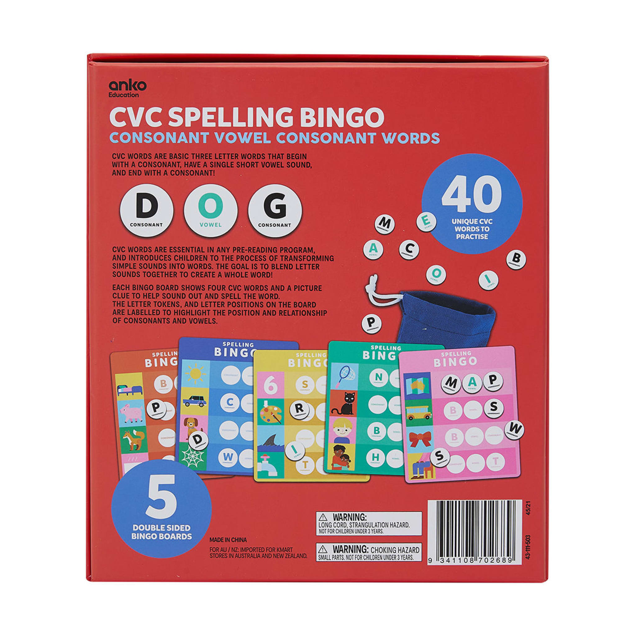 CVC Spelling Bingo Kmart