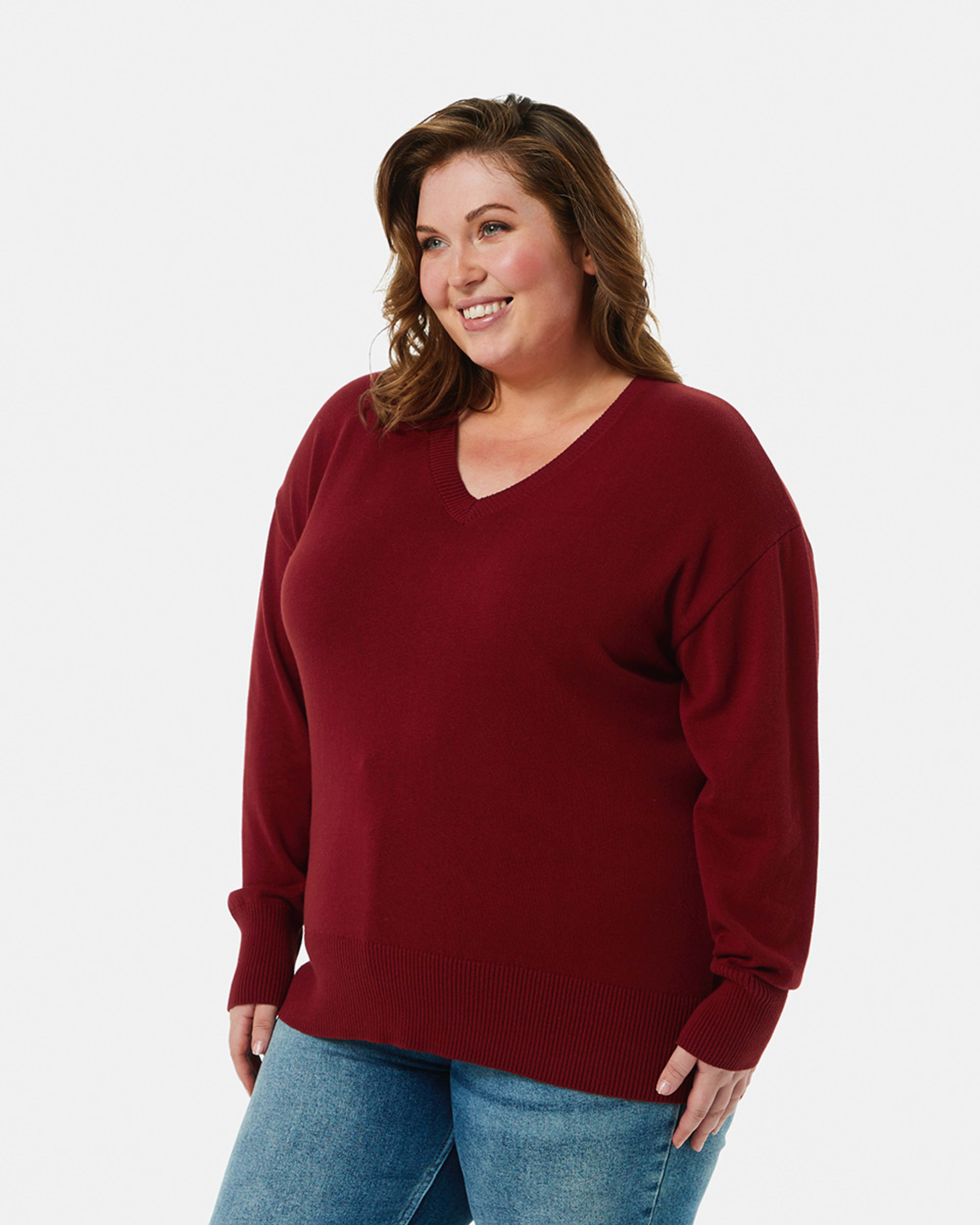 Curve Long Sleeve VNeck Relaxed Jumper Kmart