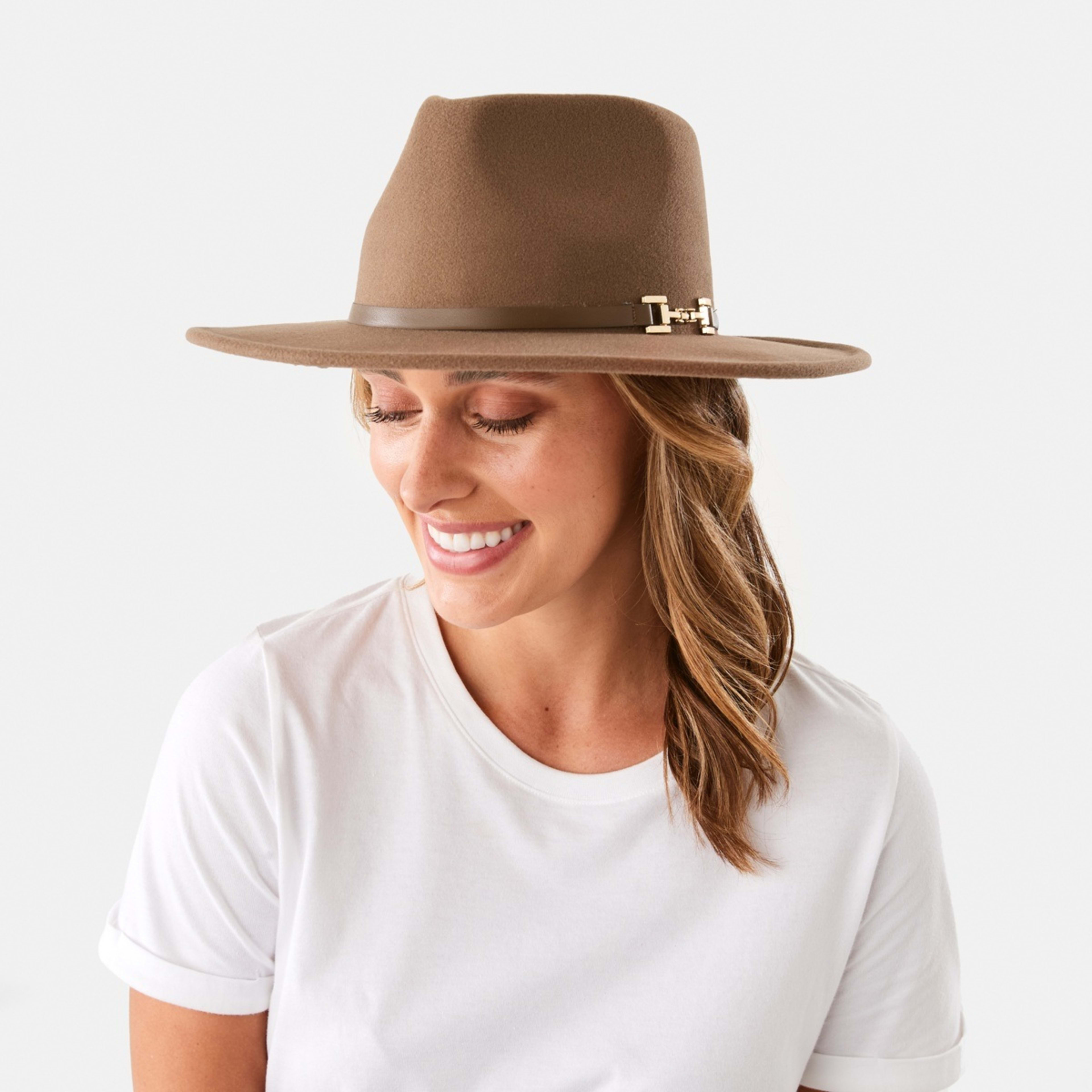 4 Metal Trim Fedora Hat Chocolate Brown Pu, 4 of 5