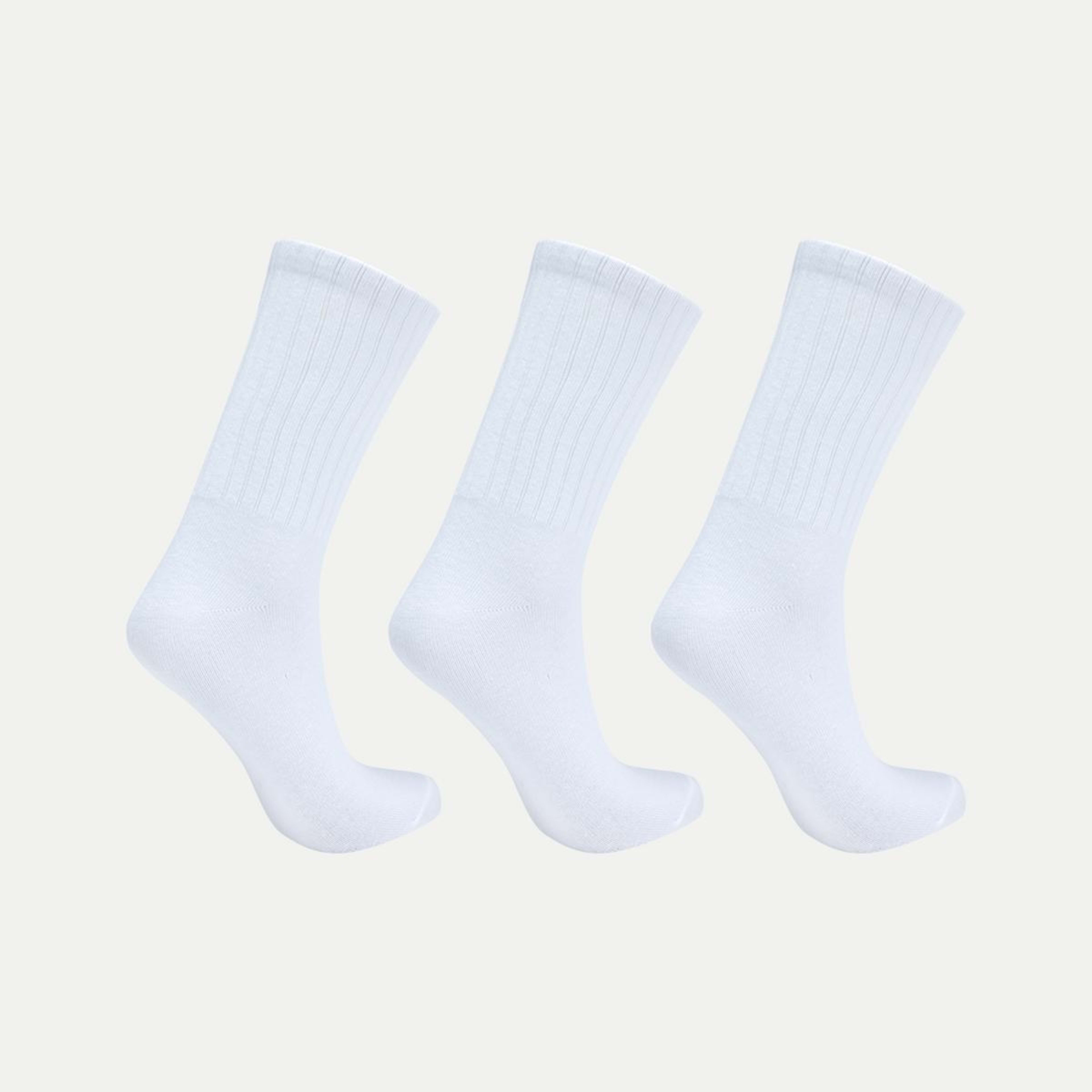 2 3 Pack Chunky Ribbed Full Crew Socks White, 2 of 3