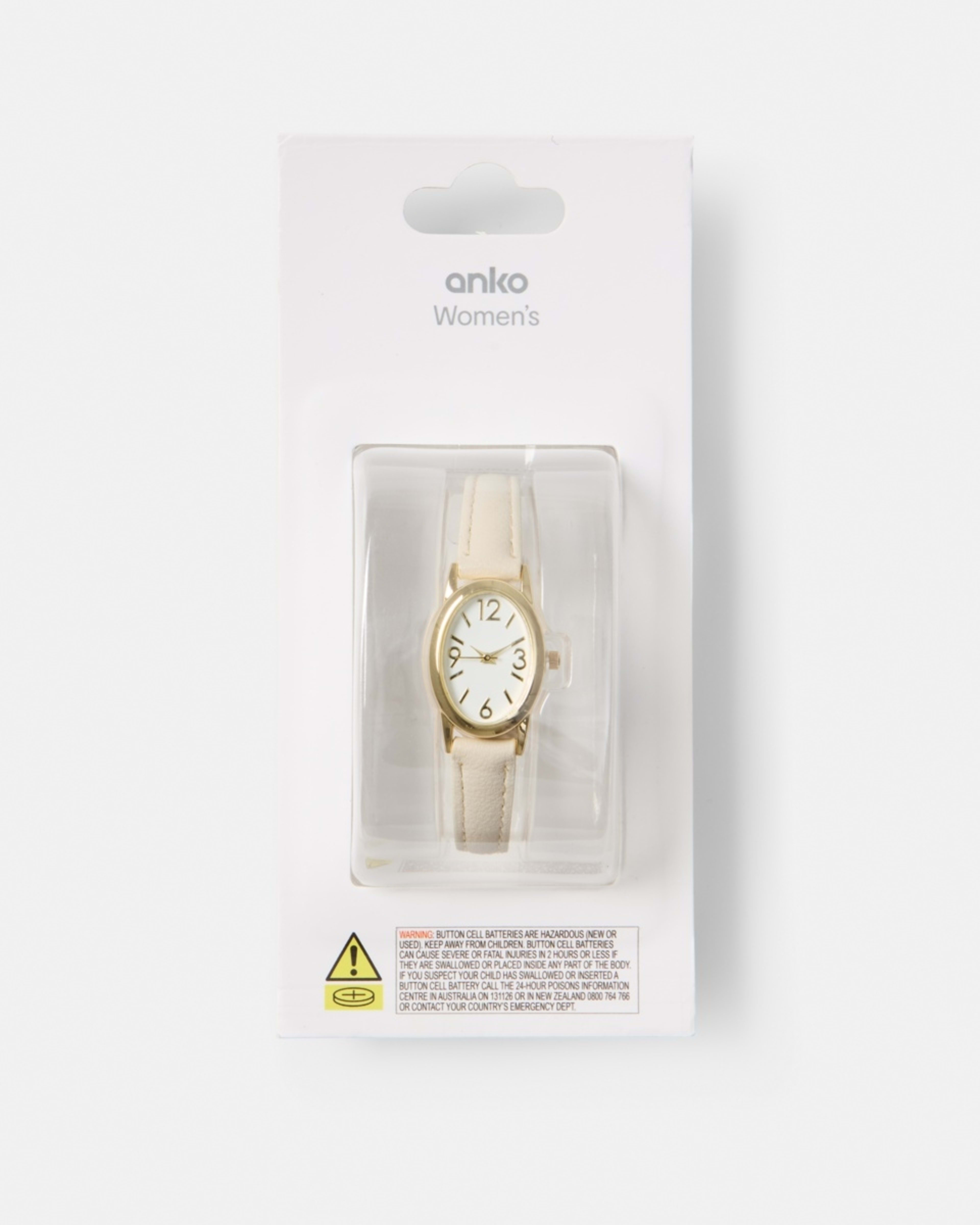 5 Womens Oval PU Watch - Beige Beige, 5 of 6