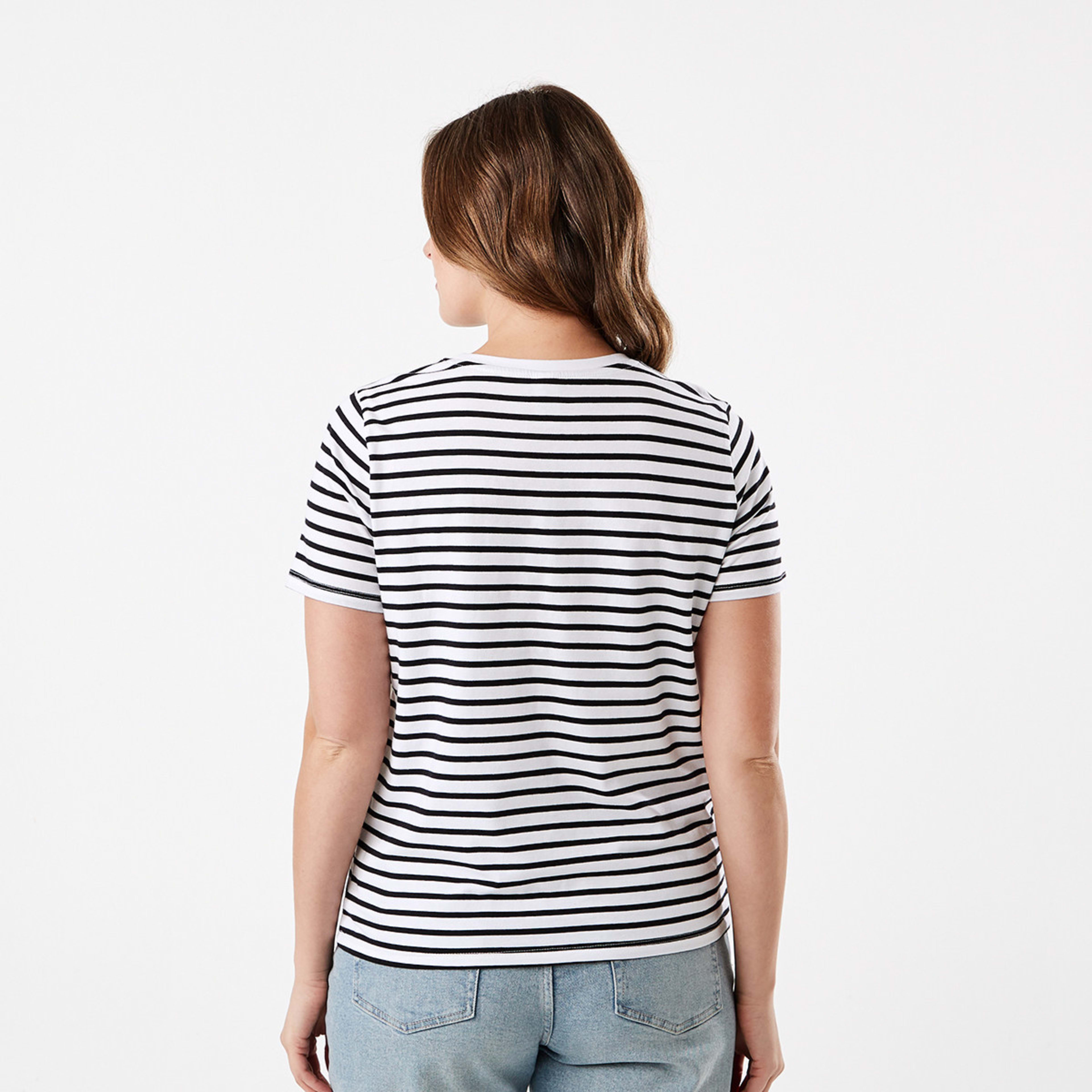 3 Short Sleeve Printed T-shirt Black White Stripe, 3 of 6