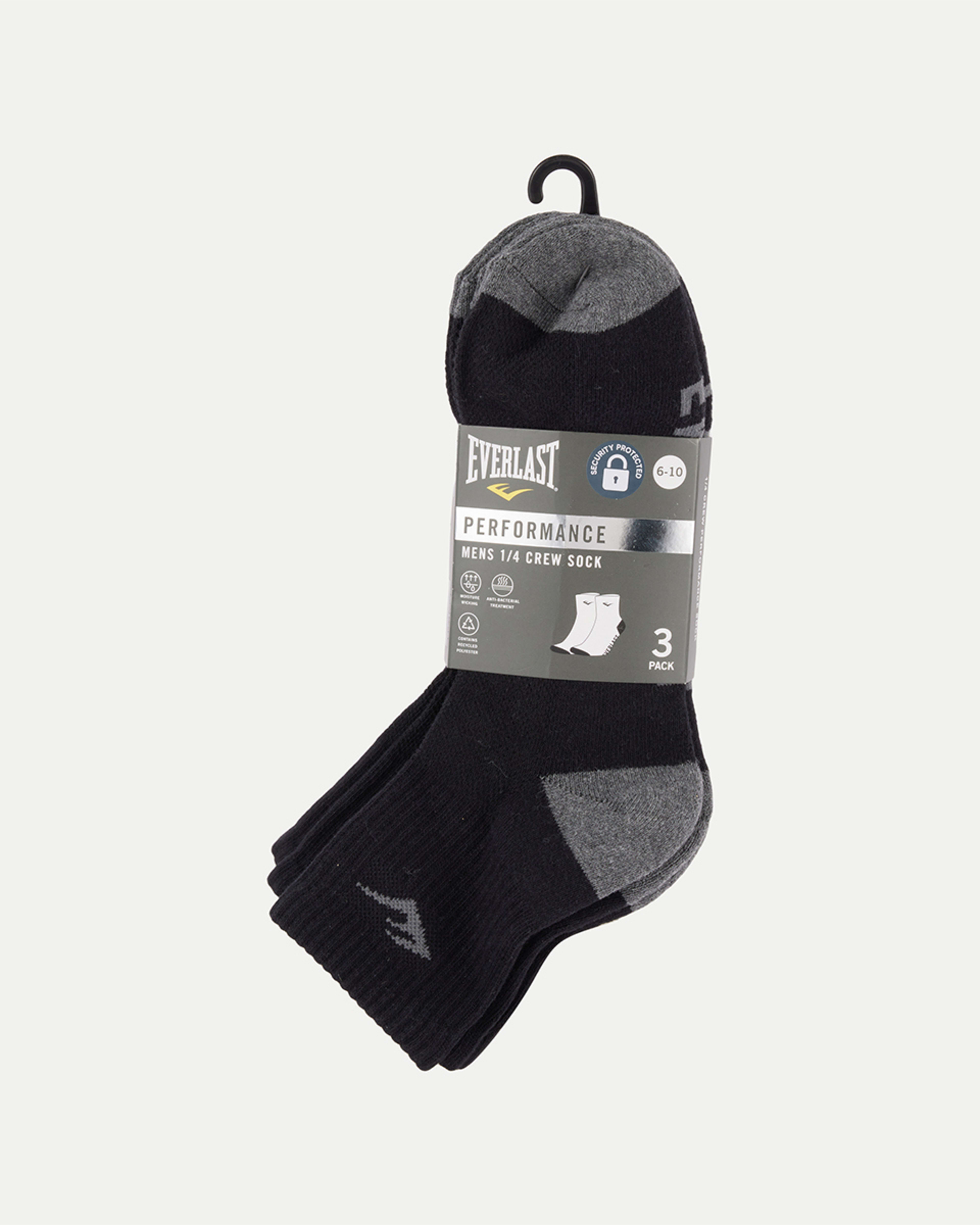 3 Pack Active Everlast Mens Quarter Crew Socks Kmart
