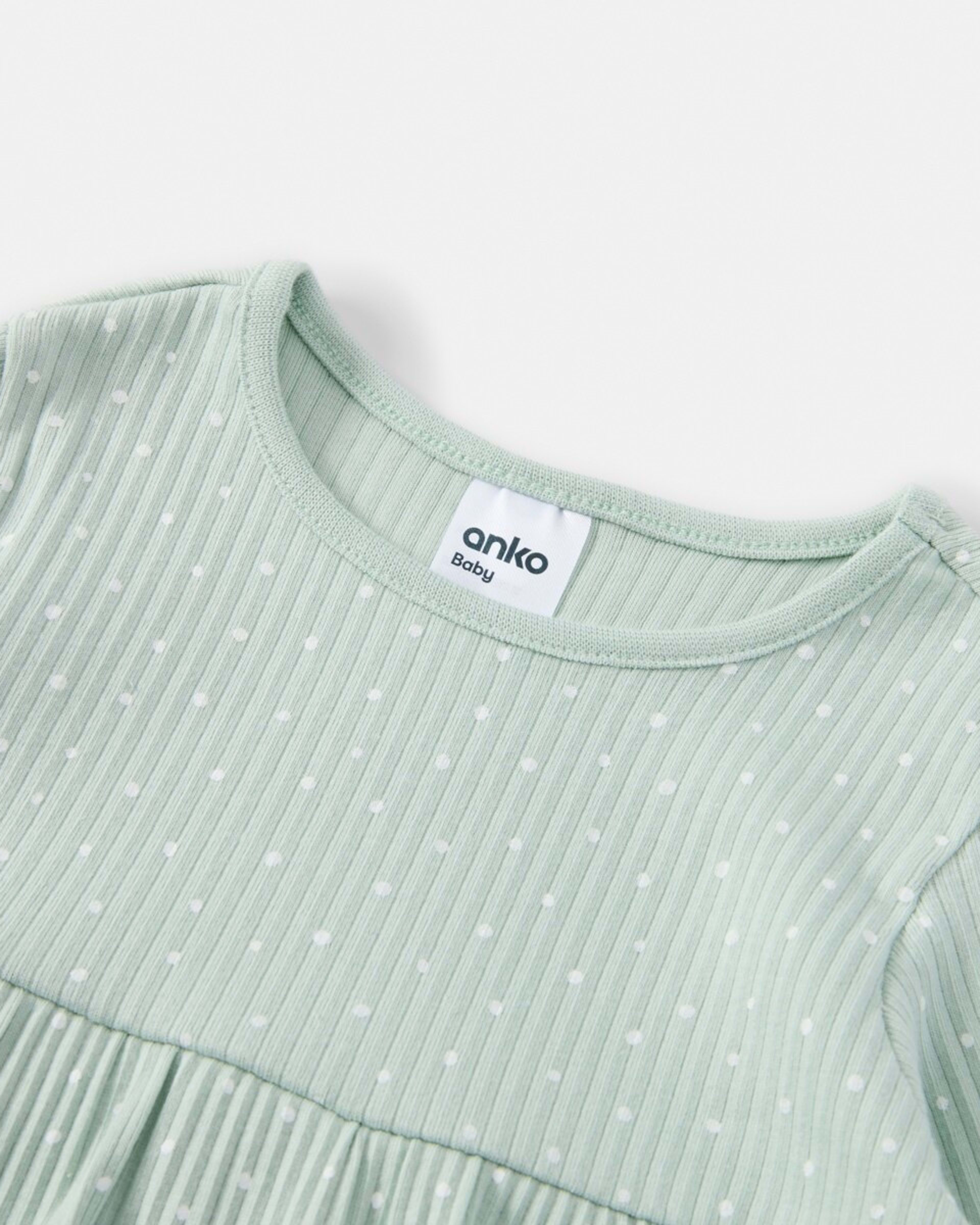 3 All Over Print Bodysuit Dress Green Spots, 3 of 4