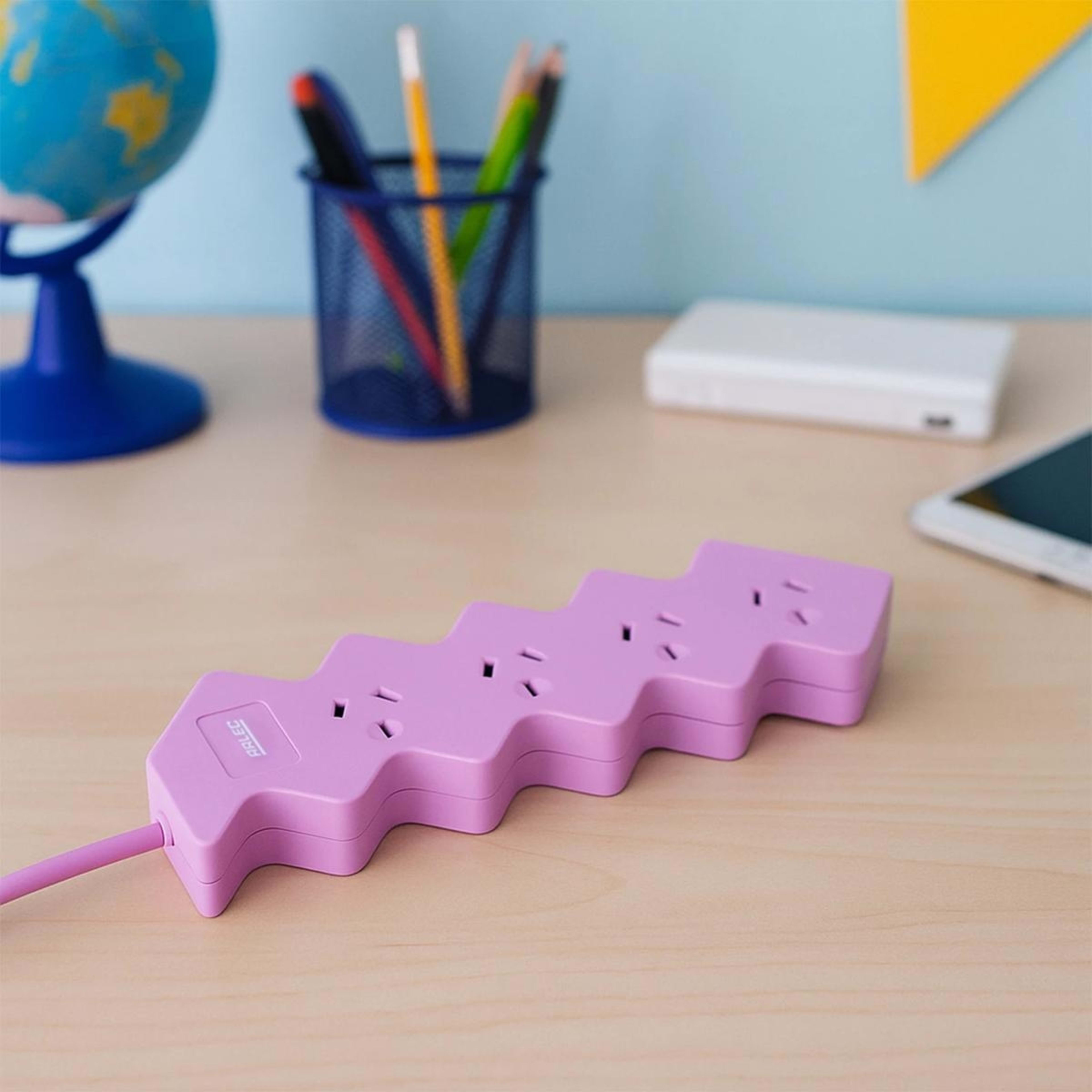 2 Arlec 4 Outlet Zig Zag Overload Protected Powerboard - Pink, 2 of 5