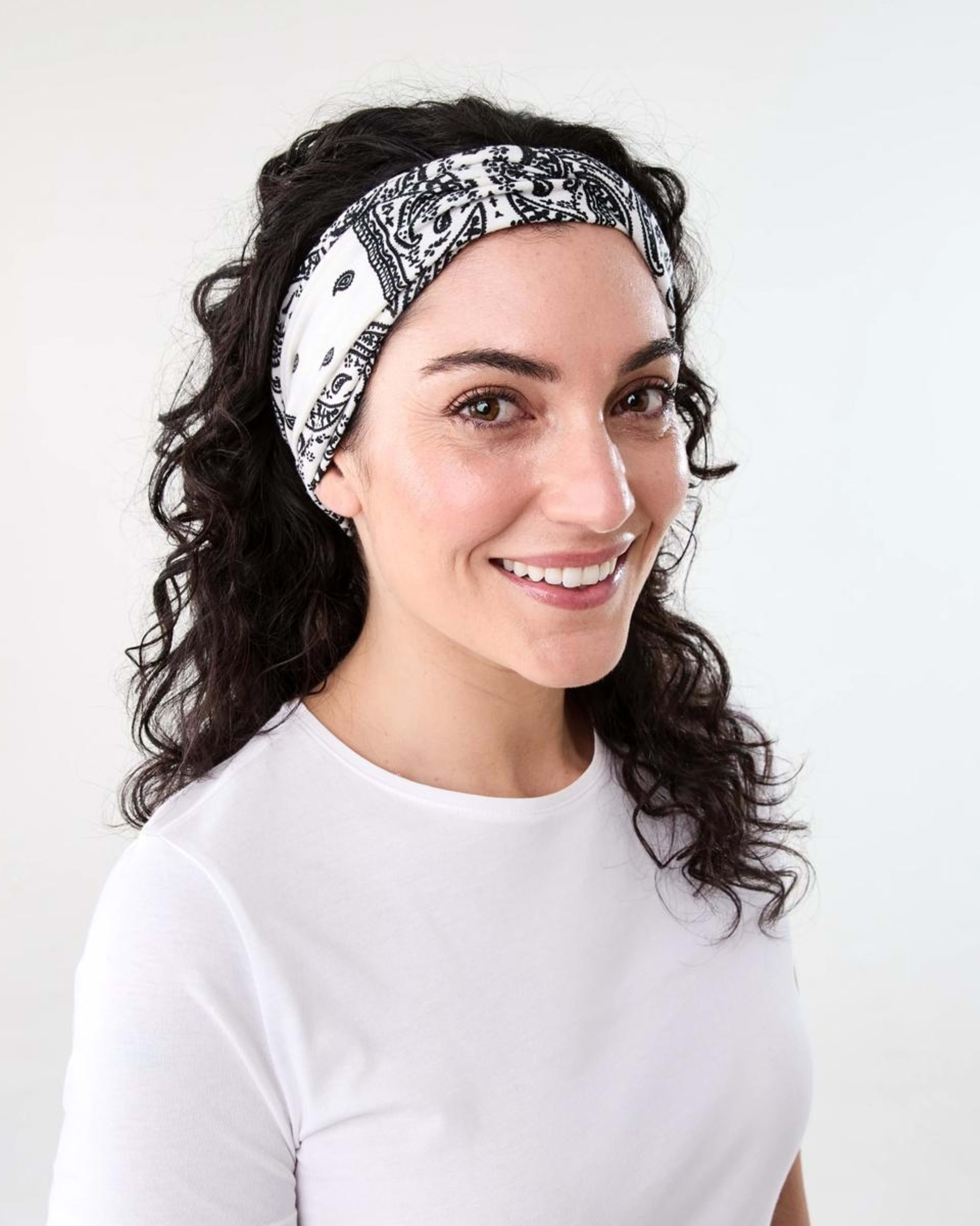 3 Stretch Bandana Headband WHITE, 3 of 4