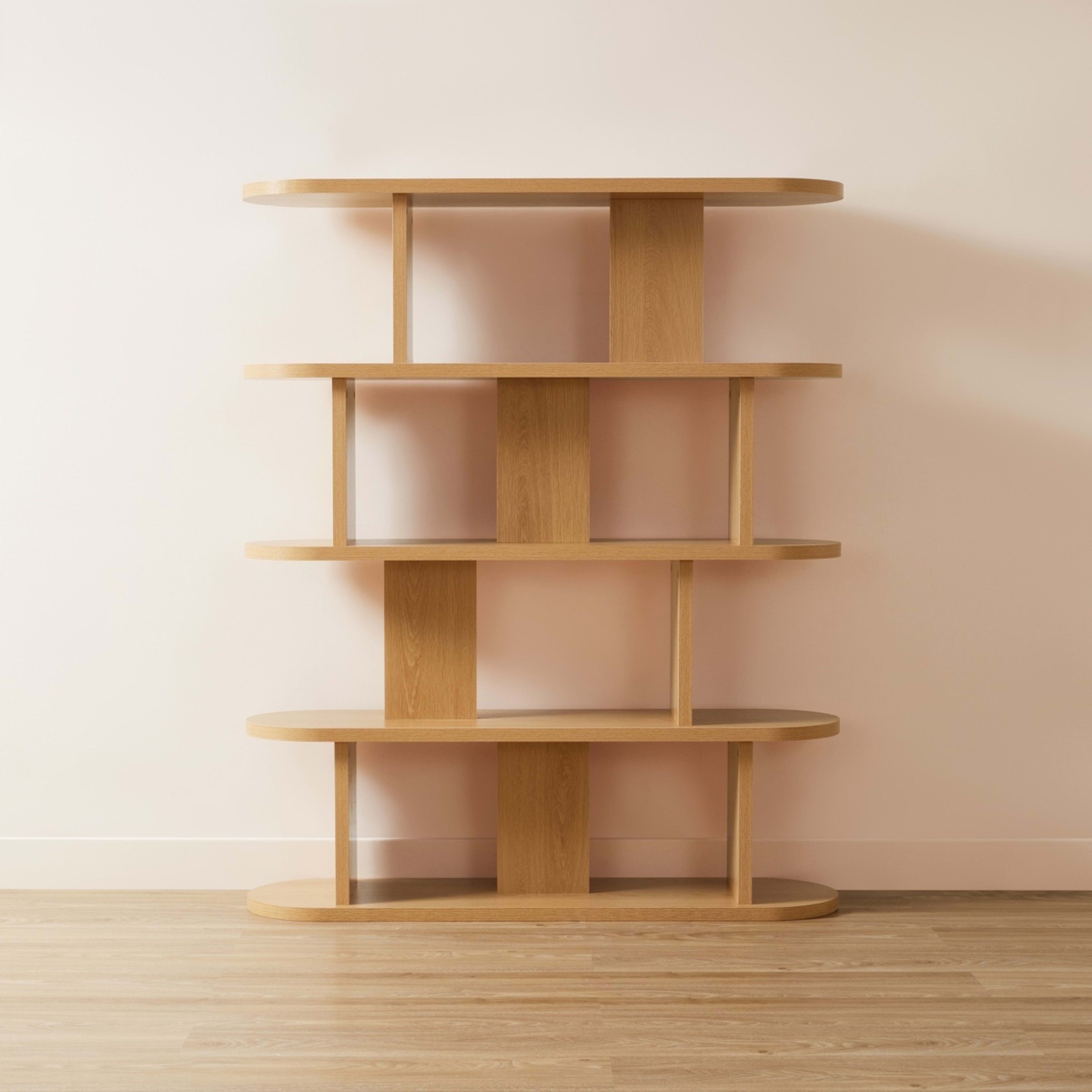 3 5 Tier Lozenge Bookshelf - Oak Look, 3 of 6