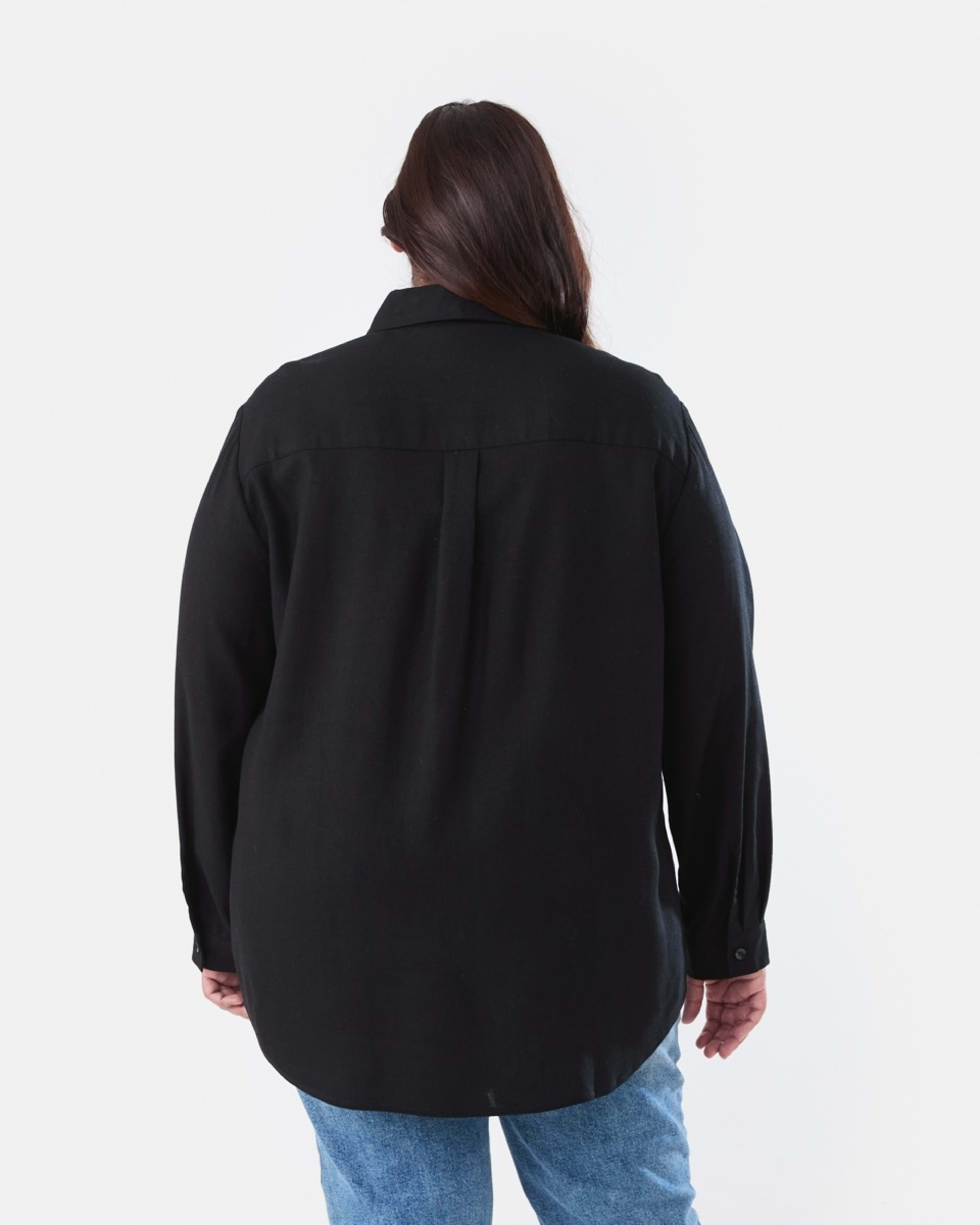 3 Curve Long Sleeve Linen Shirt BLACK, 3 of 6