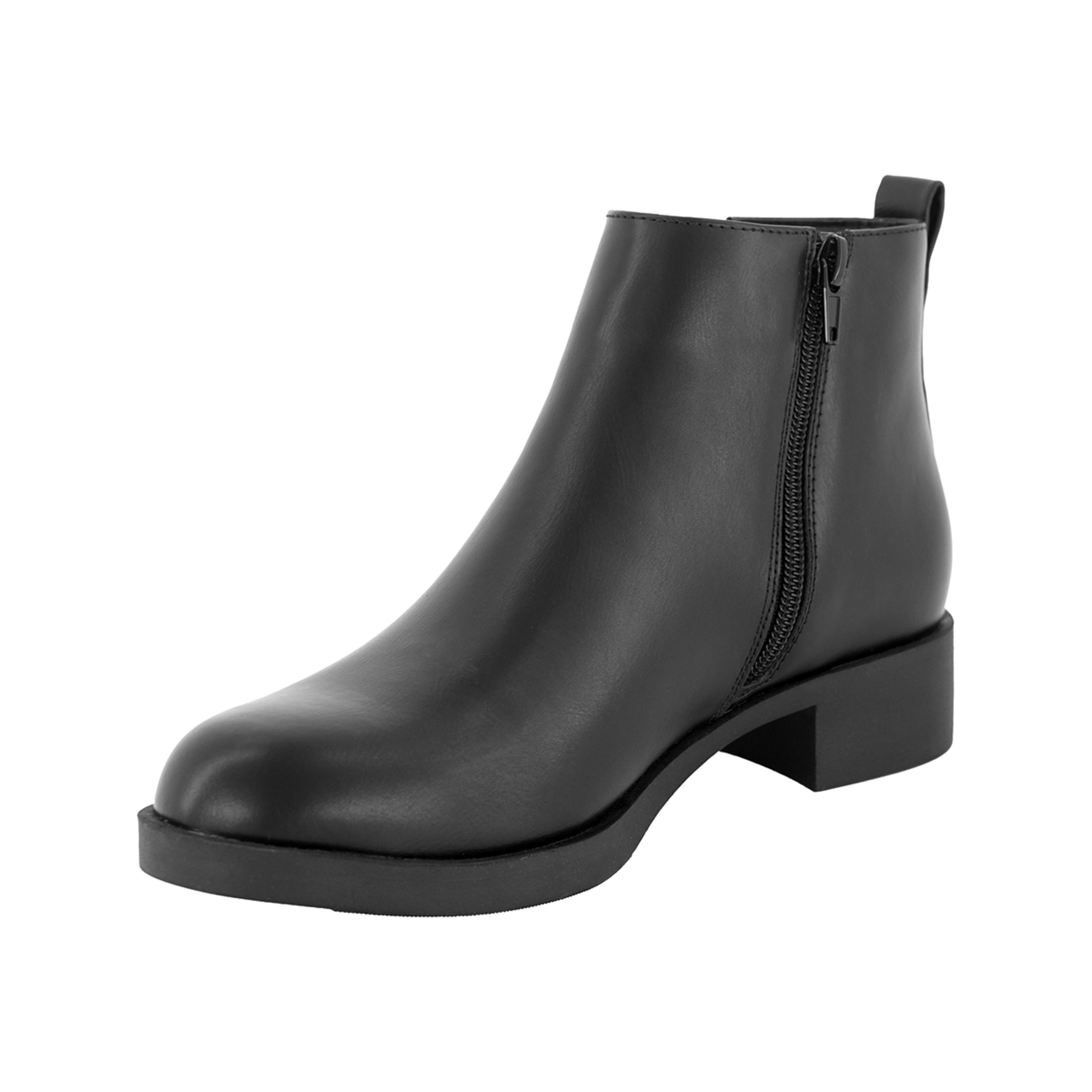 2 PU Zip Flat Boots Black, 2 of 5