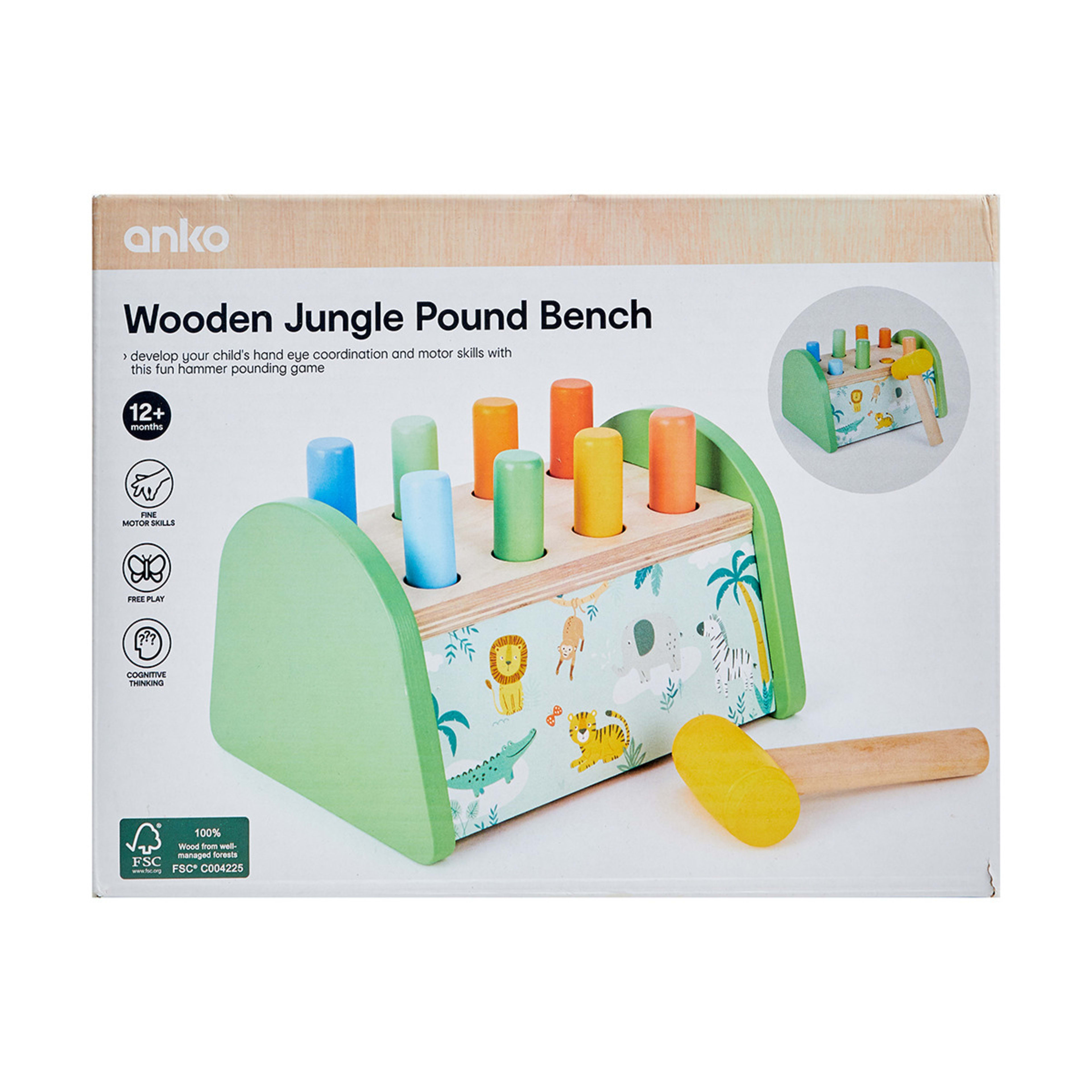 Wooden Jungle Pound Bench - Kmart