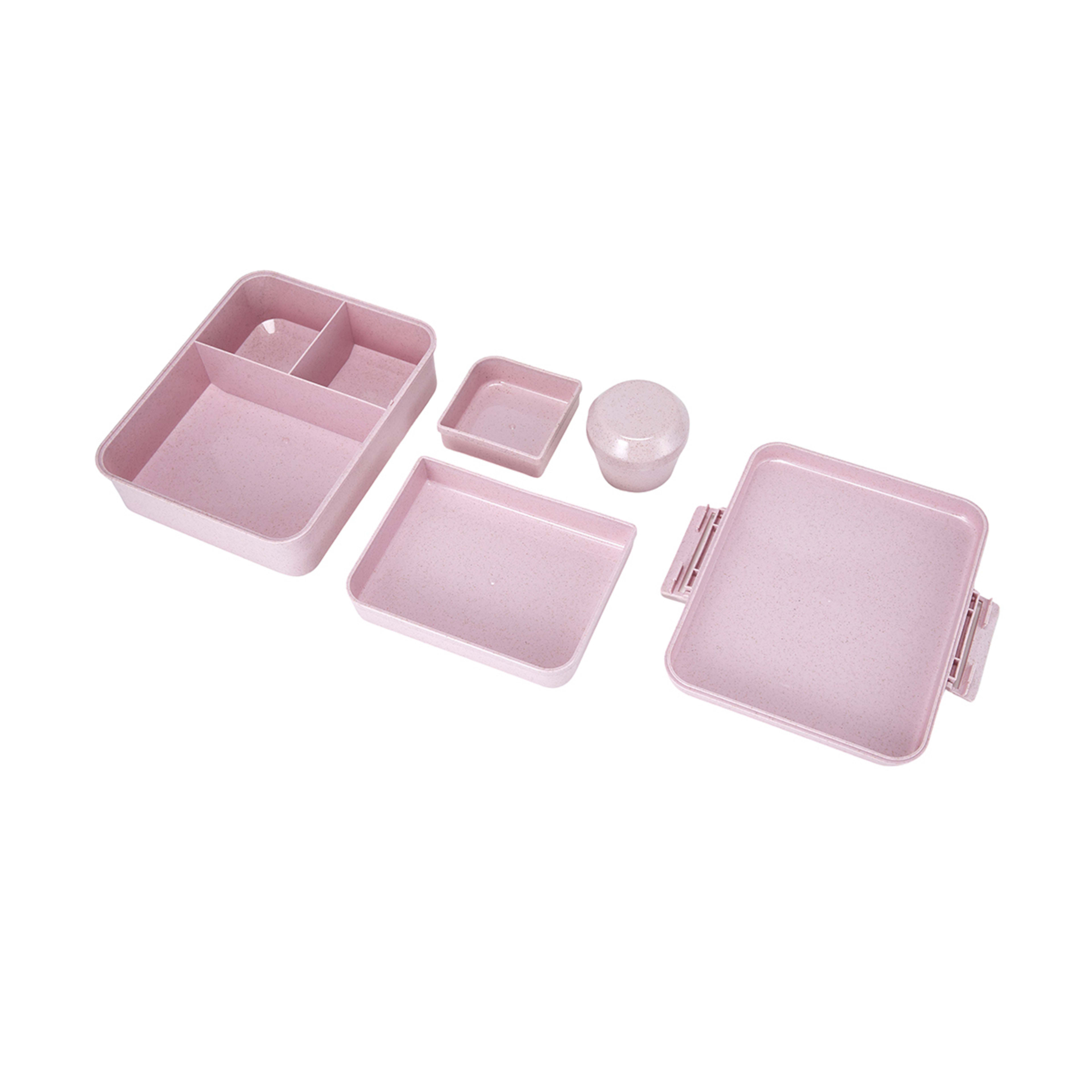4 Pink Wheat Straw Bento Snack Box, 4 of 5