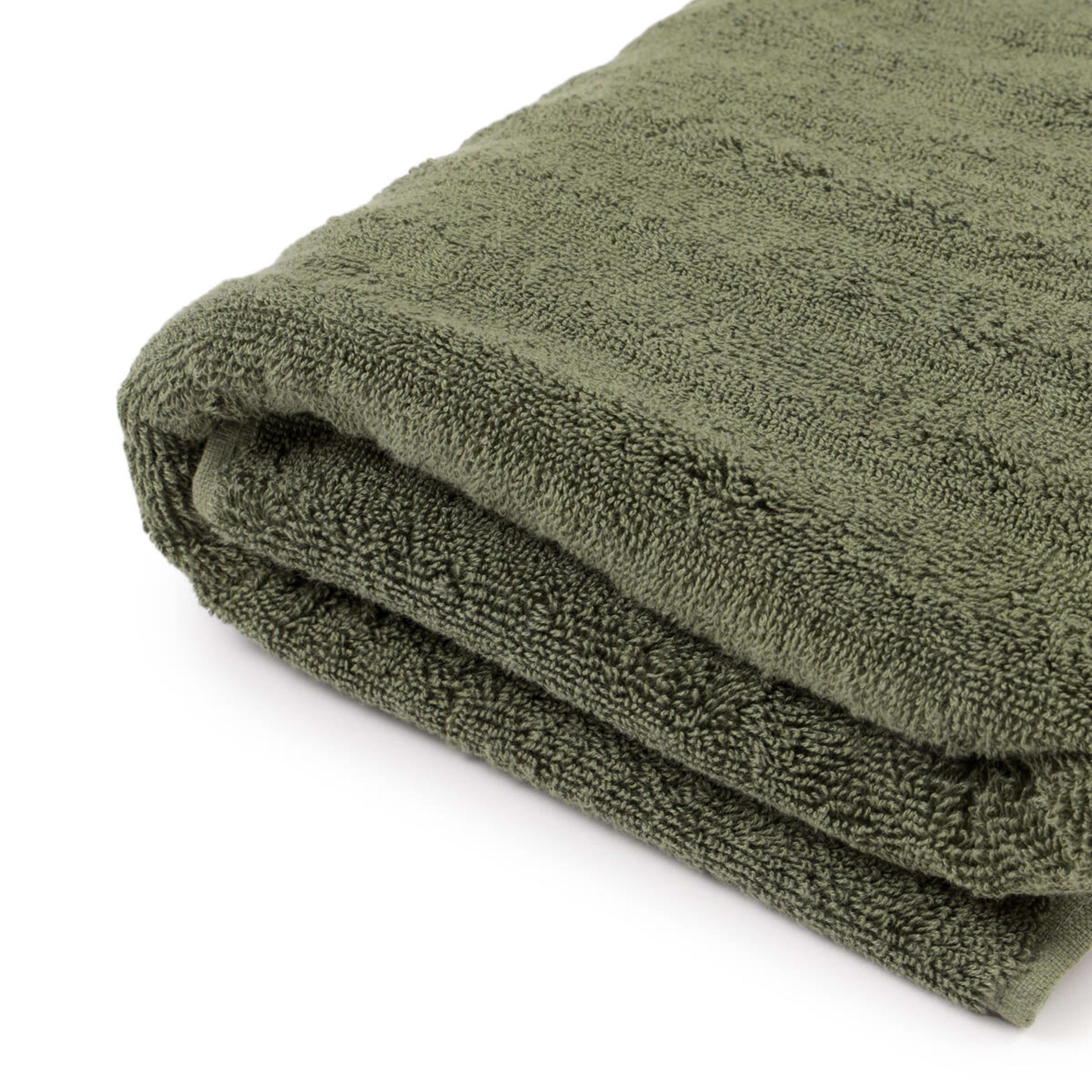 4 Thick Ribbed Australian Cotton Bath Towel - Forest Green, 4 of 5