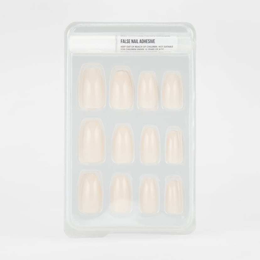 OXX Cosmetics 24 Pack False Nails with Adhesive - Coffin Shape, Milky ...