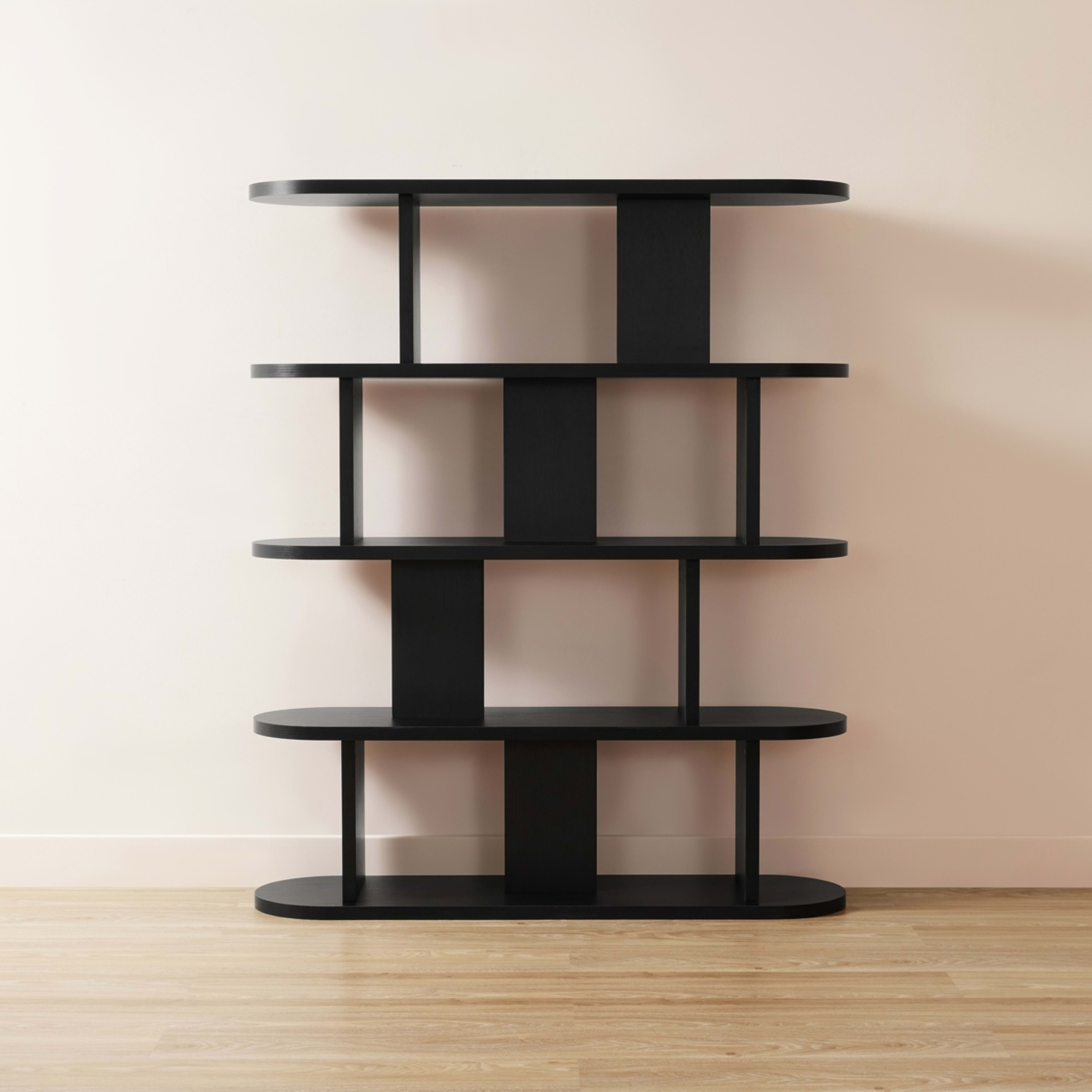 3 5 Tier Lozenge Bookshelf - Black, 3 of 6