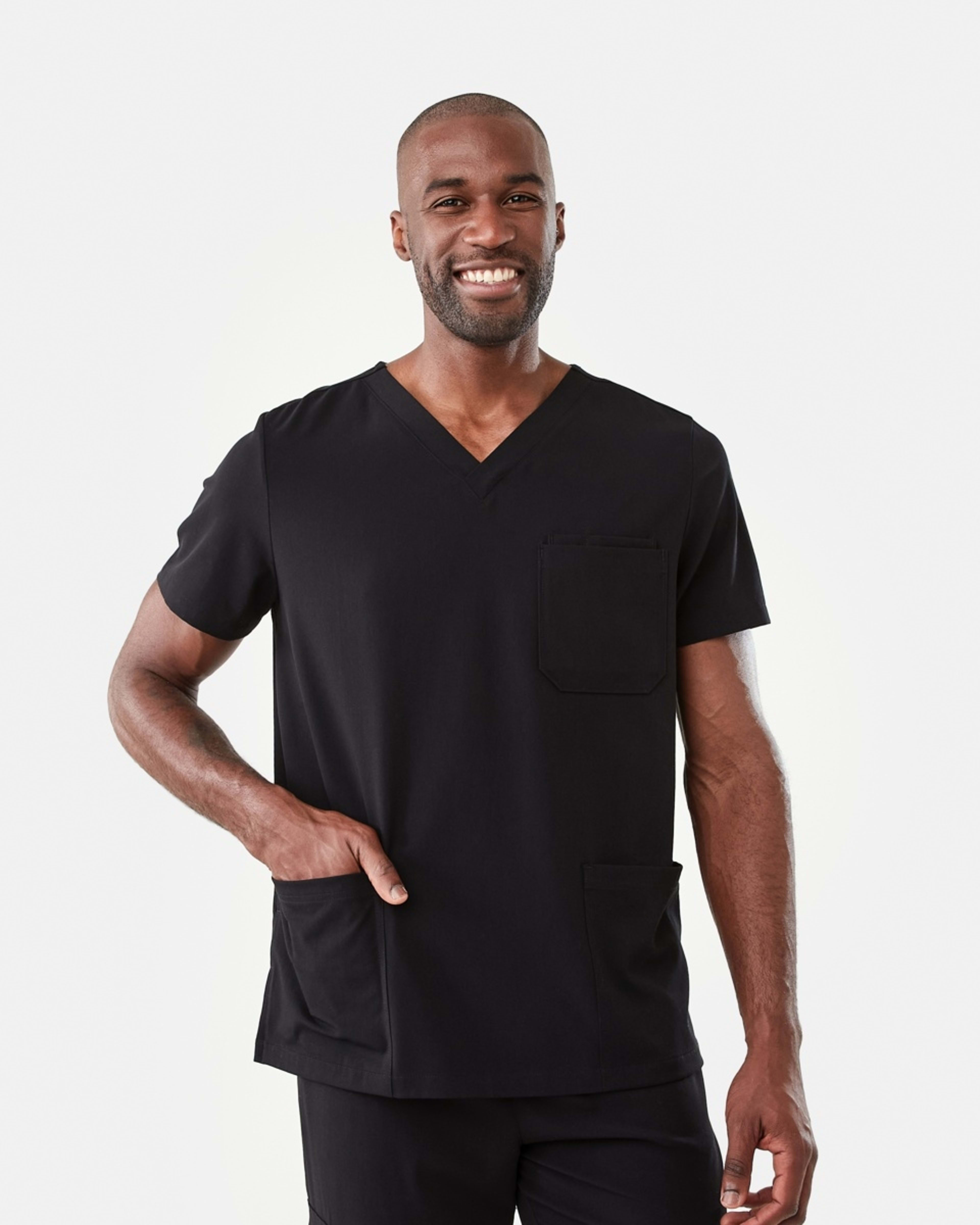 1 Work Short Sleeve Scrub Top BLACK, 1 of 8