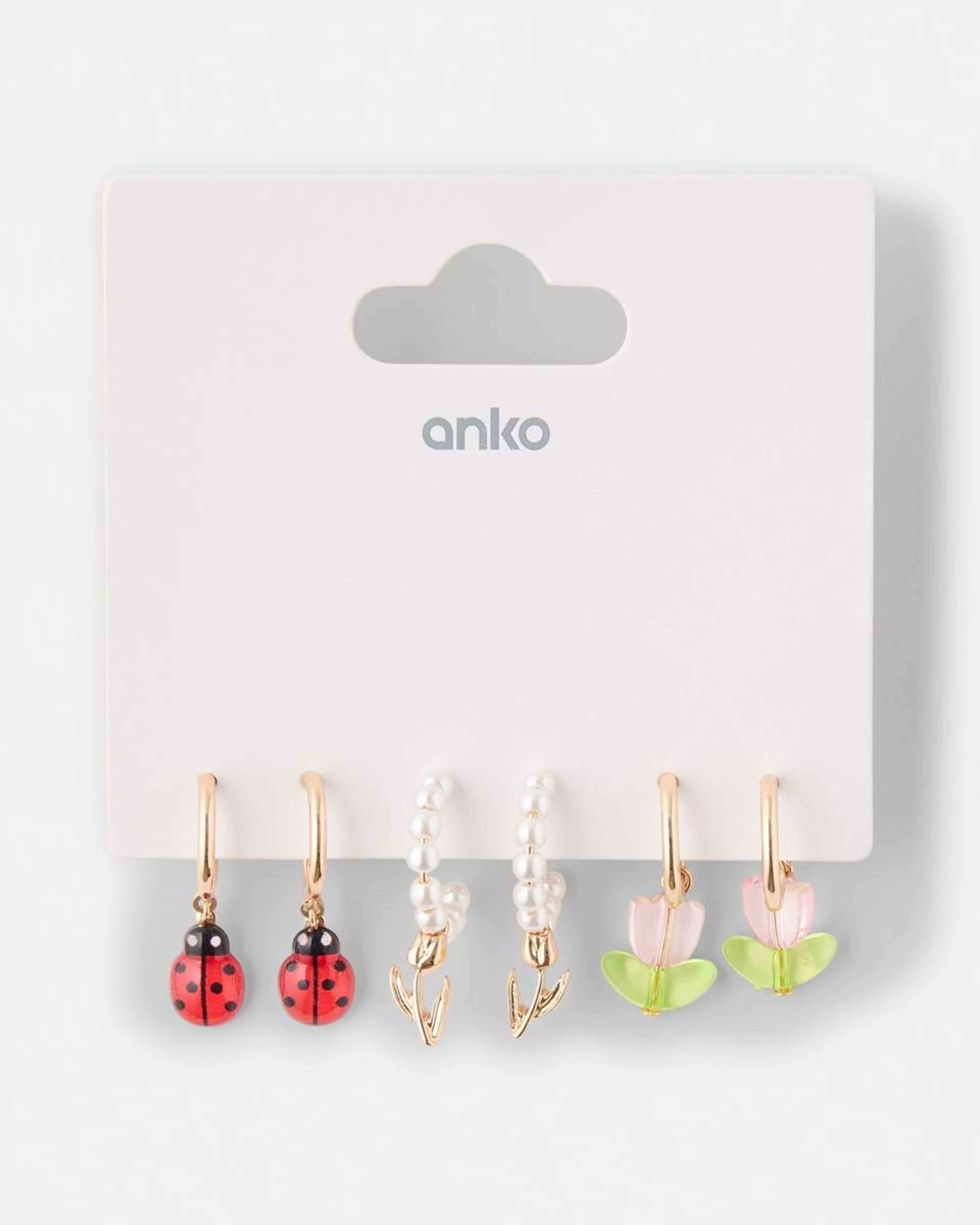 5 3 Pack Tulip Bug Hoop Earrings - Gold Tone Gold, 5 of 5