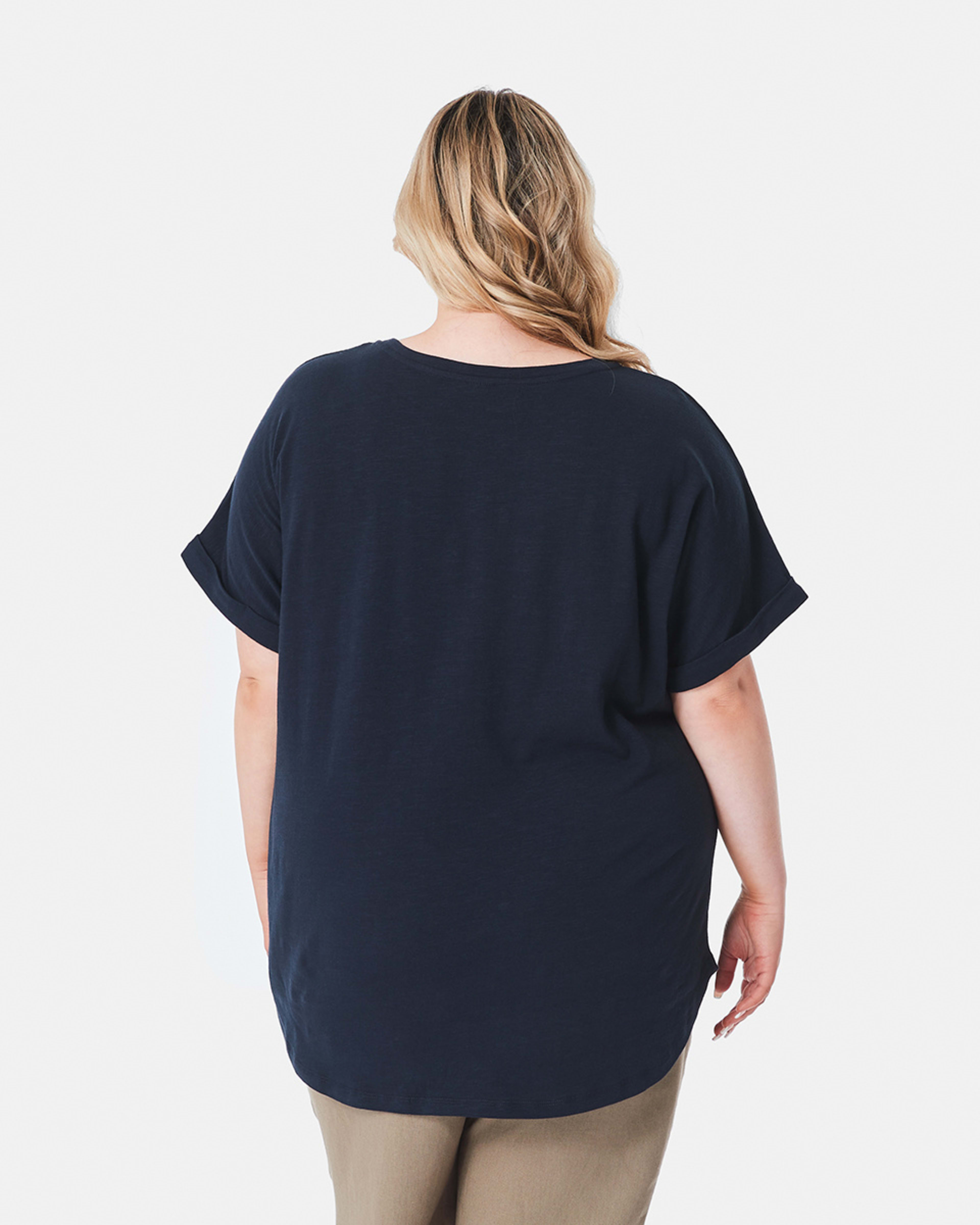 3 Curve Short Sleeve Longline Slub T-shirt SKY CAPTAIN, 3 of 8