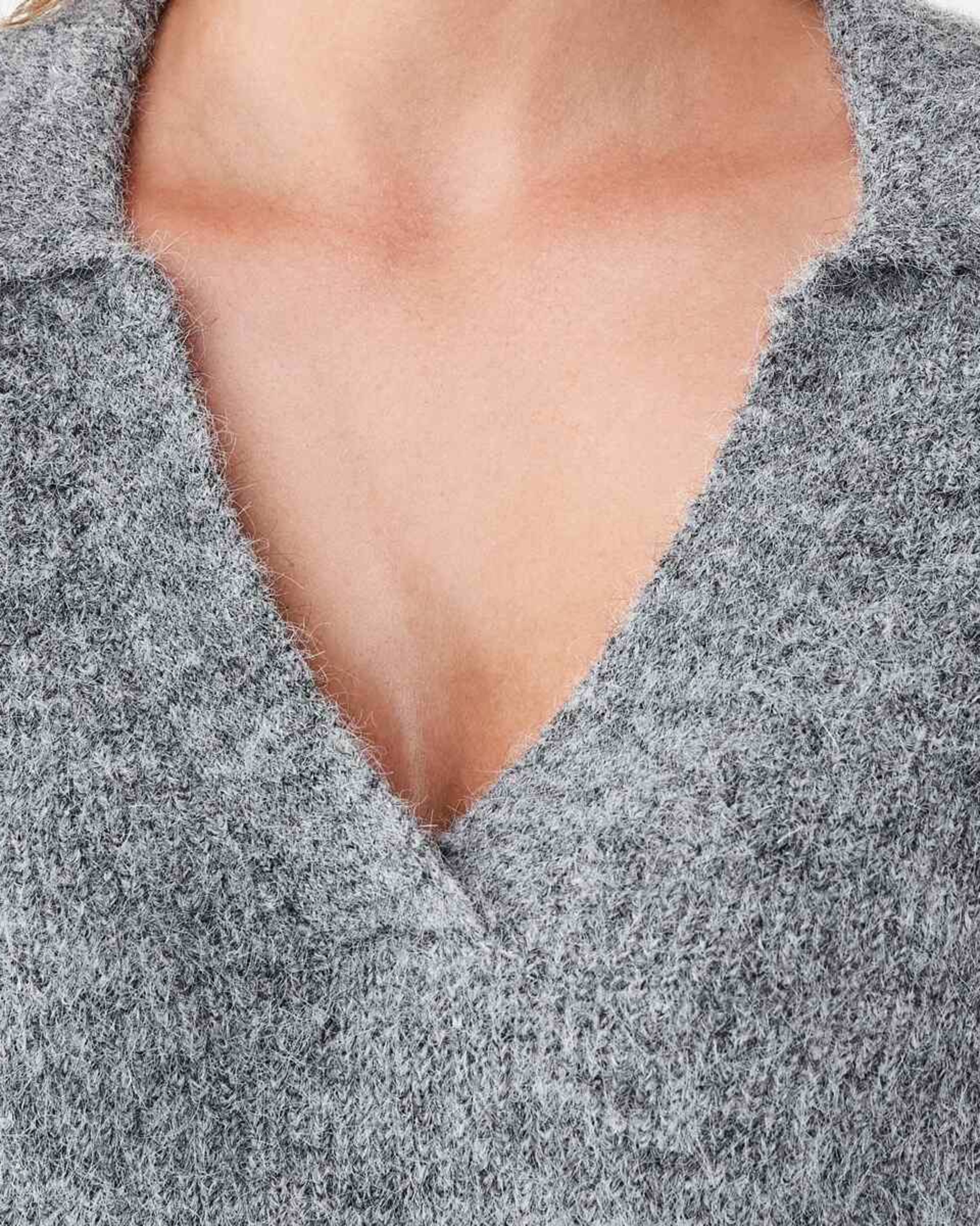 5 Fluffy Knit Polo Jumper Gry Chmrle, 5 of 6