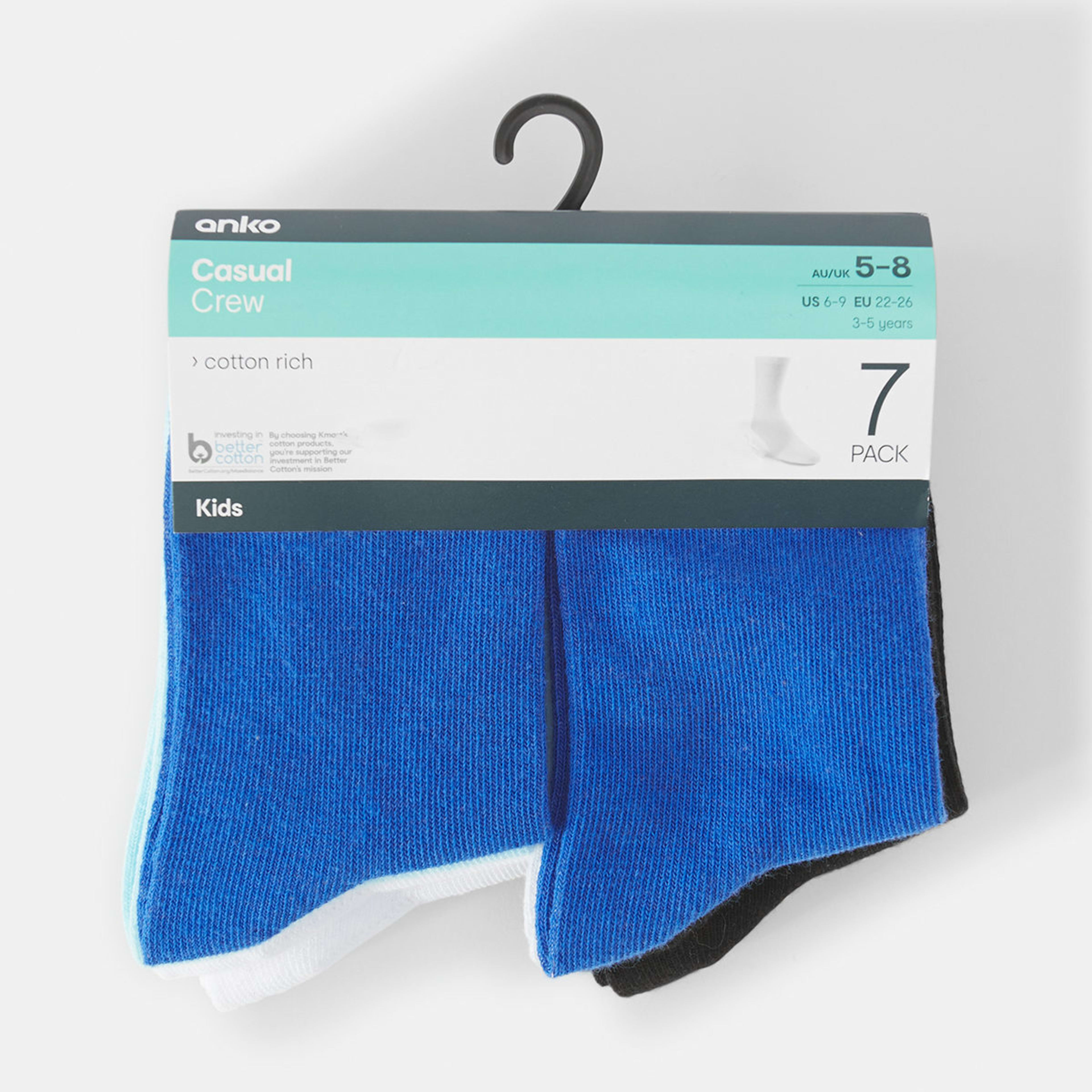 3 7 Pack Casual Crew Socks Blues, 3 of 3