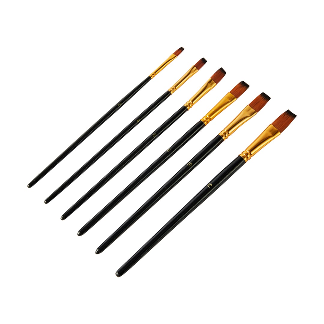 6 Pack Flat Taklon Brush Set - Kmart