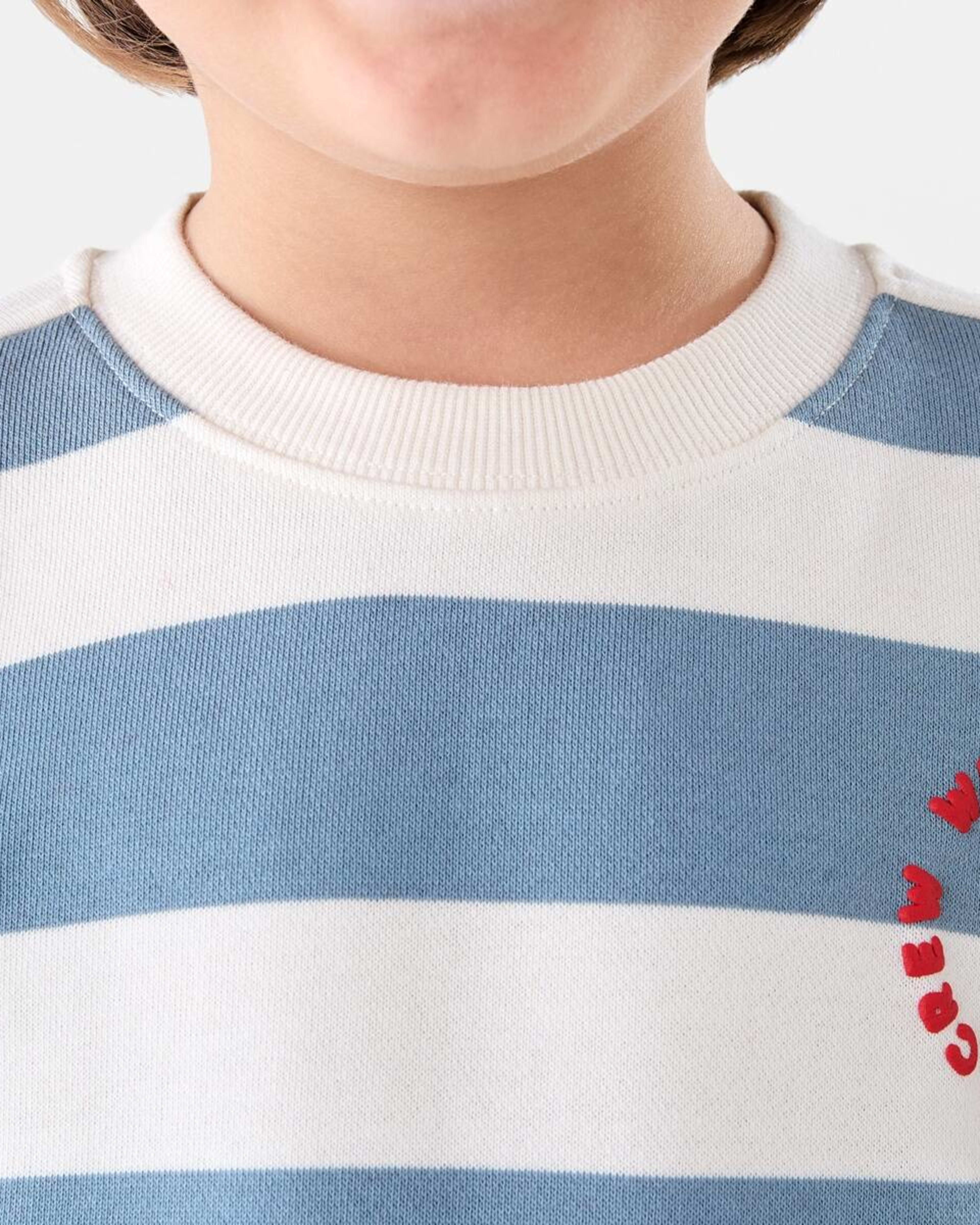 4 Stripe Oversized Crew Neck Sweatshirt Blu Stripe, 4 of 7