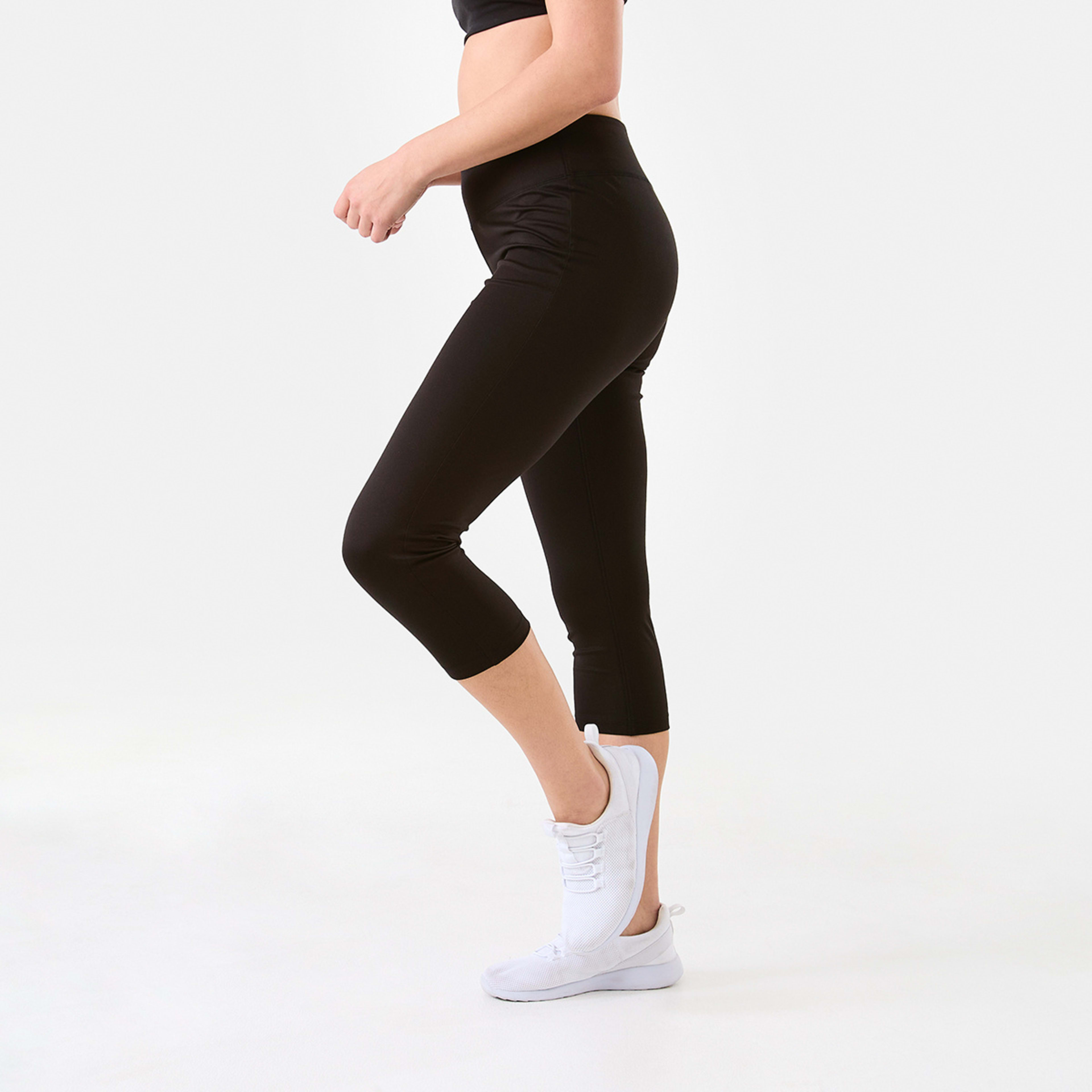 2 Active Womens Core Crop Everyday Comfort Leggings Black, 2 of 5