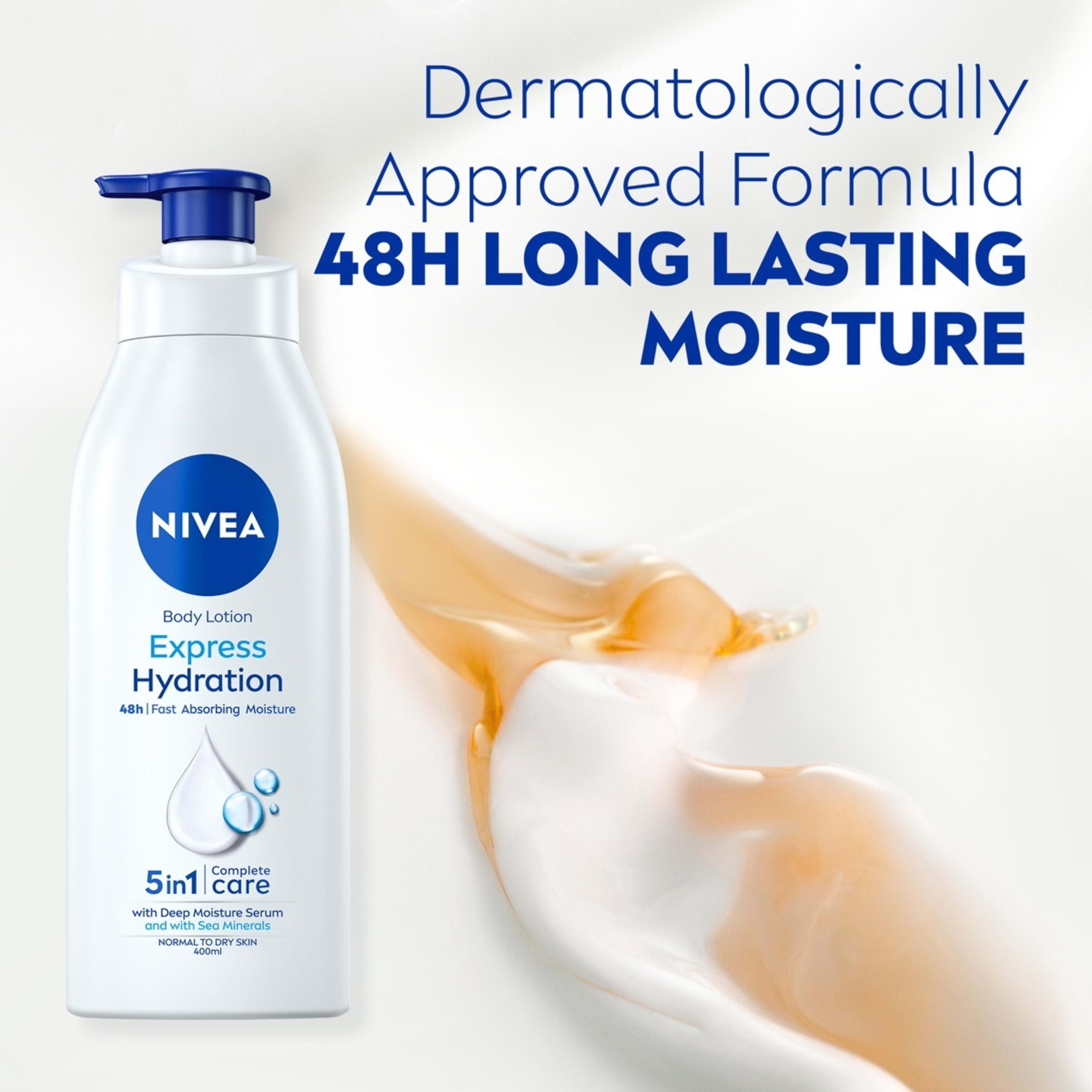 3 Nivea Express Hydration Body Lotion 400ml - Deep Moisture Serum and Sea Minerals, 3 of 9