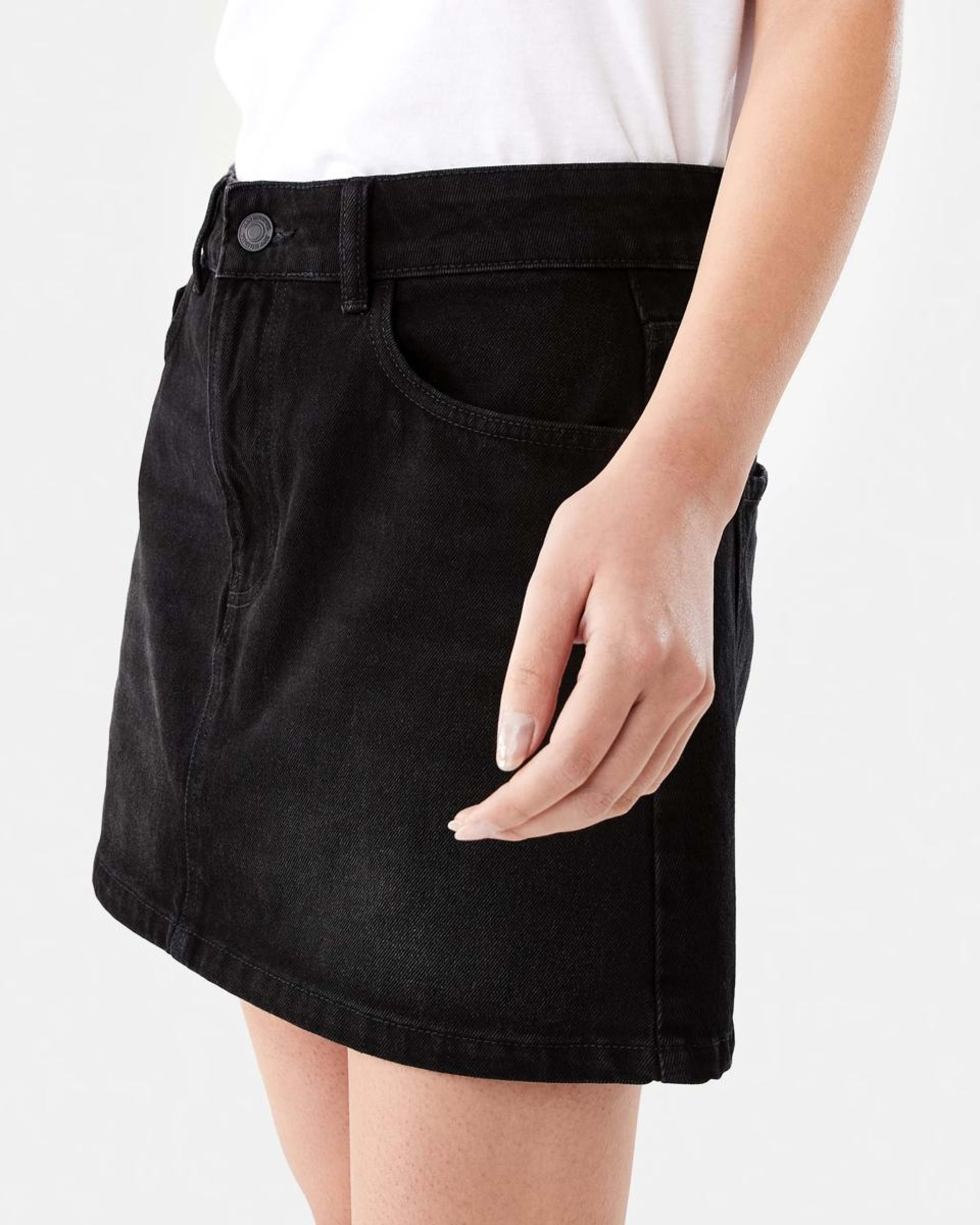 3 Denim A-line Mini Skirt BLACK WASH, 3 of 10