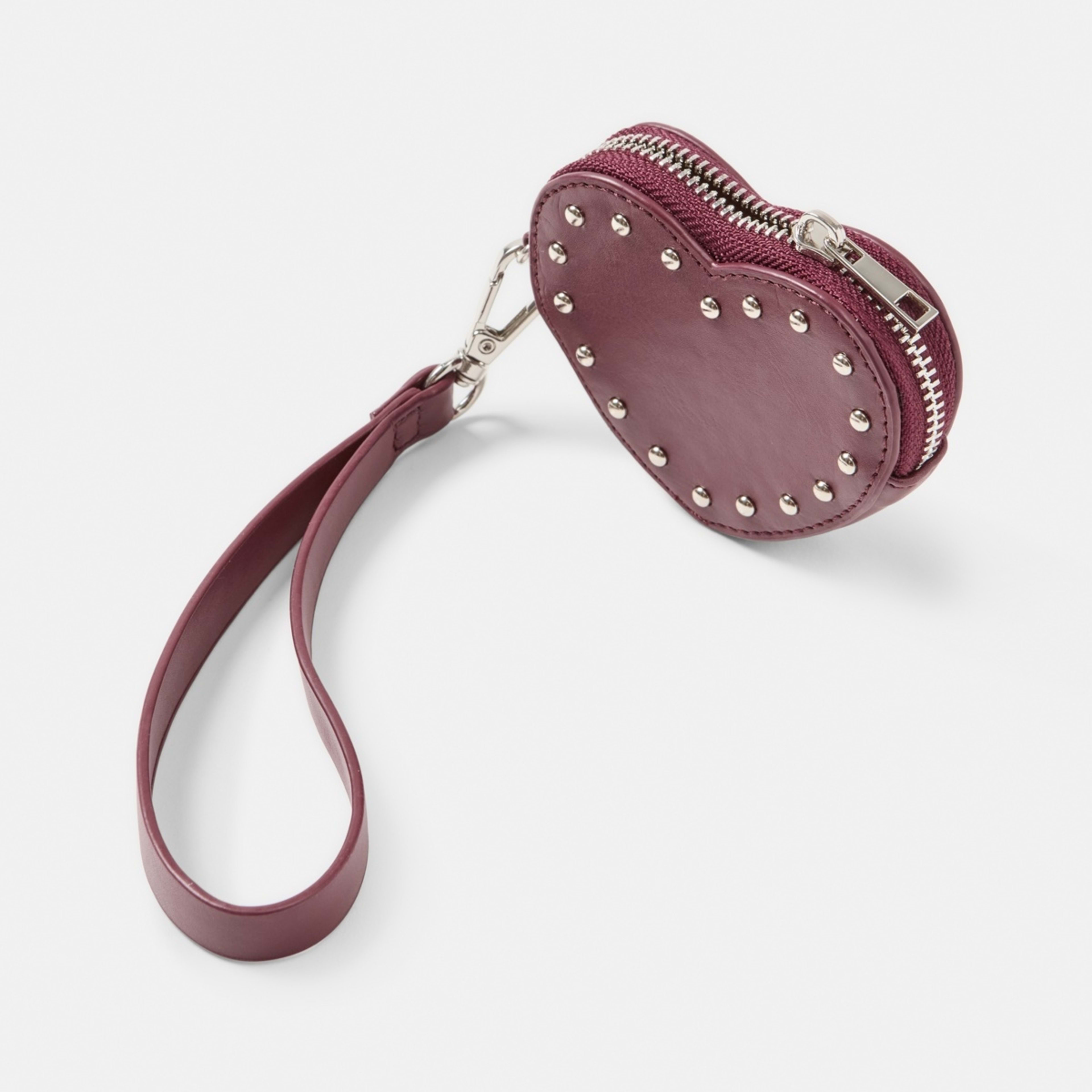 3 Zip Stud Heart Charm Keyring Red, 3 of 4