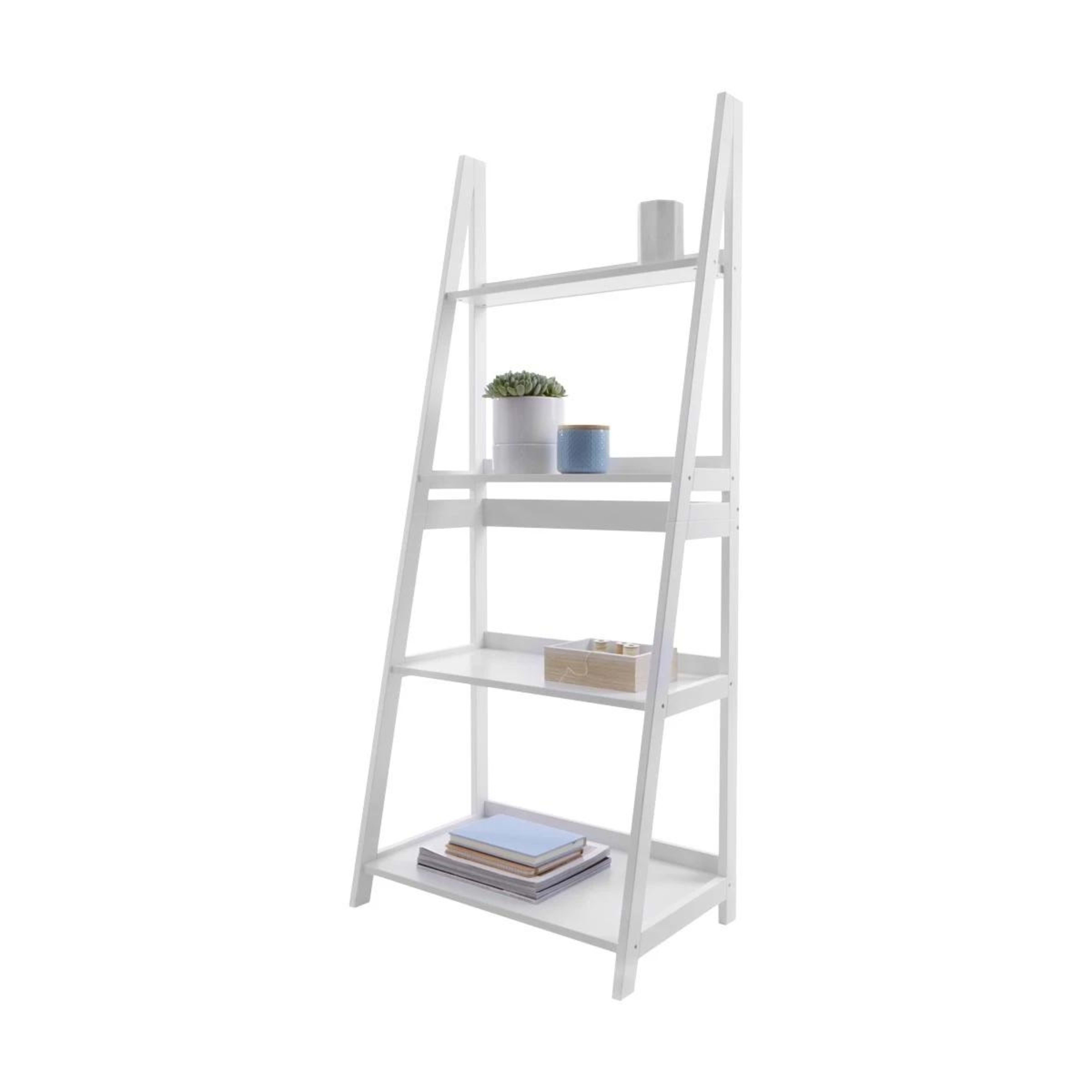 1 4 Tier Ladder Shelf White, 1 of 3
