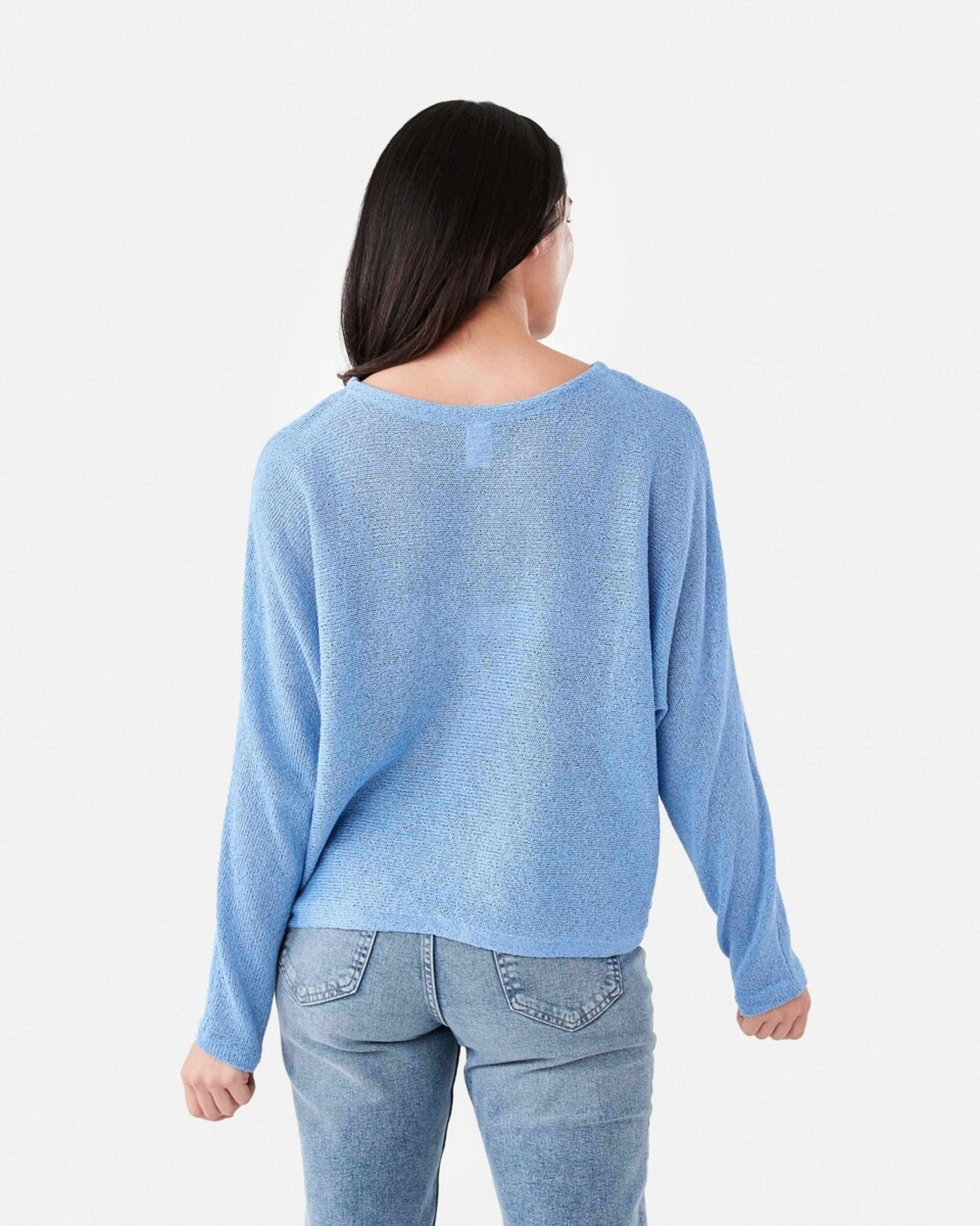 3 Open Knit Batwing Sleeve Jumper Cornflower, 3 of 5