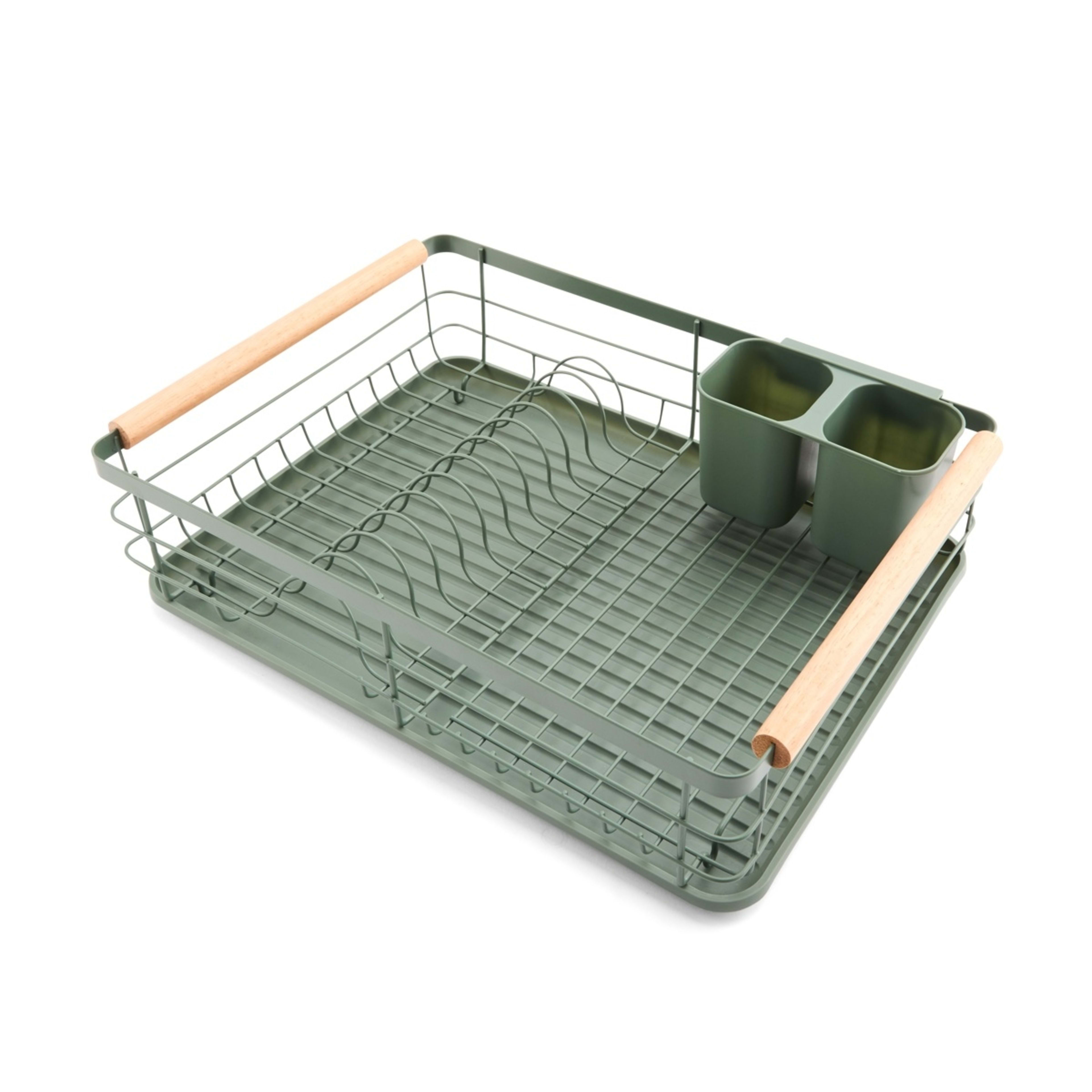 3 Green Wooden Handle Dish Rack, 3 of 10