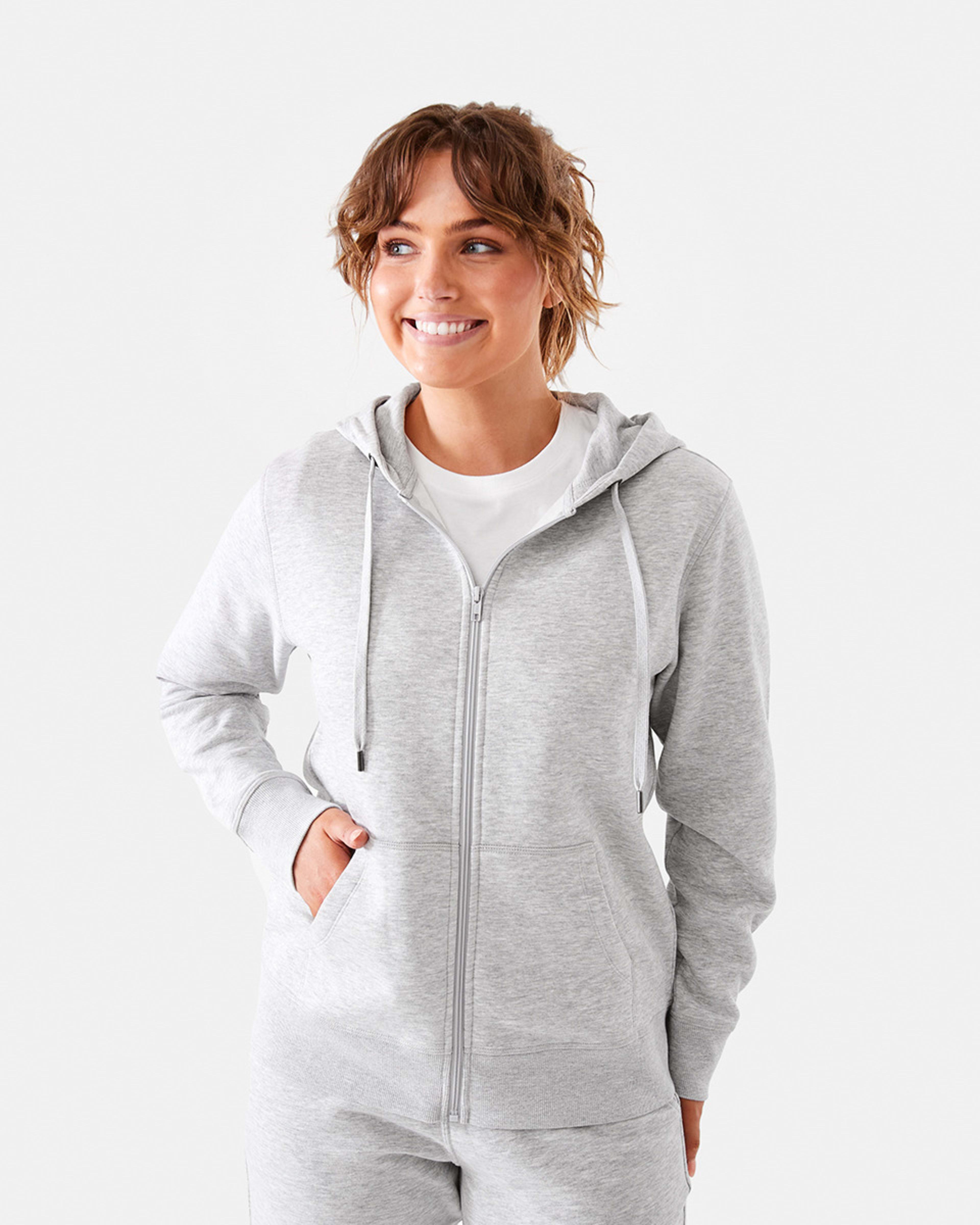 2 Active Womens Core Zip Through Hoodie Grey Marle, 2 of 9